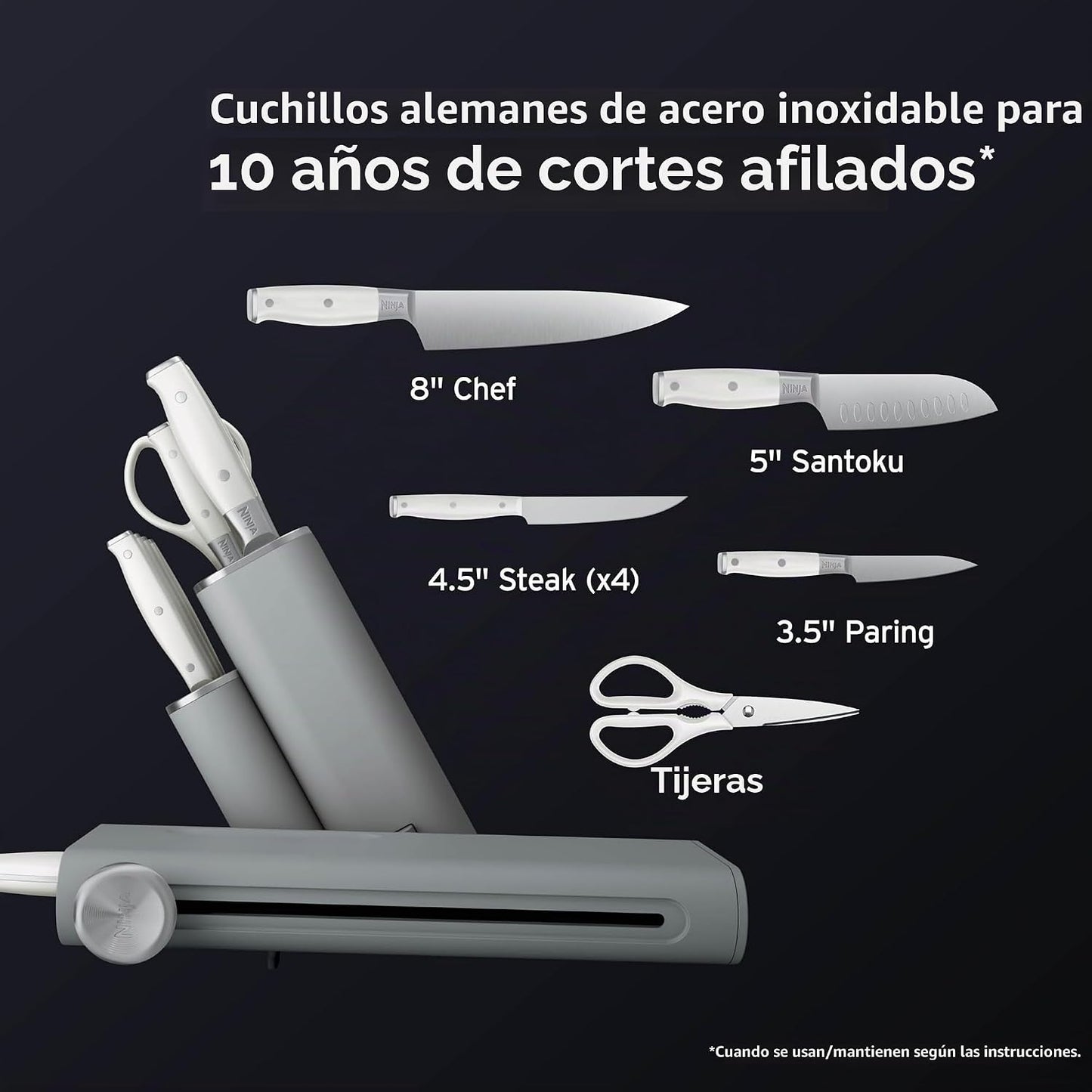 Ninja NeverDull® NK32010GY1 - Juego de cuchillos de acero inoxidabl...