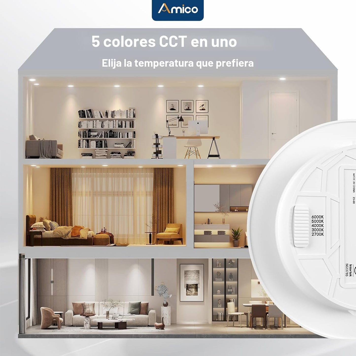 Amico Iluminación empotrable de 5\/6 pulgadas, paquete de 12 luces...