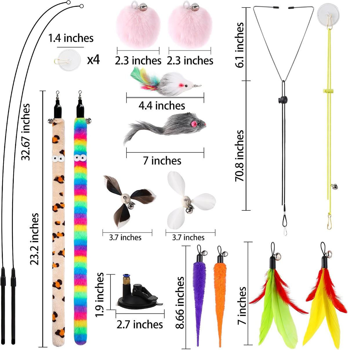 Soarer Juguetes de plumas interactivos para gatos 4 en 1, 12 piezas...