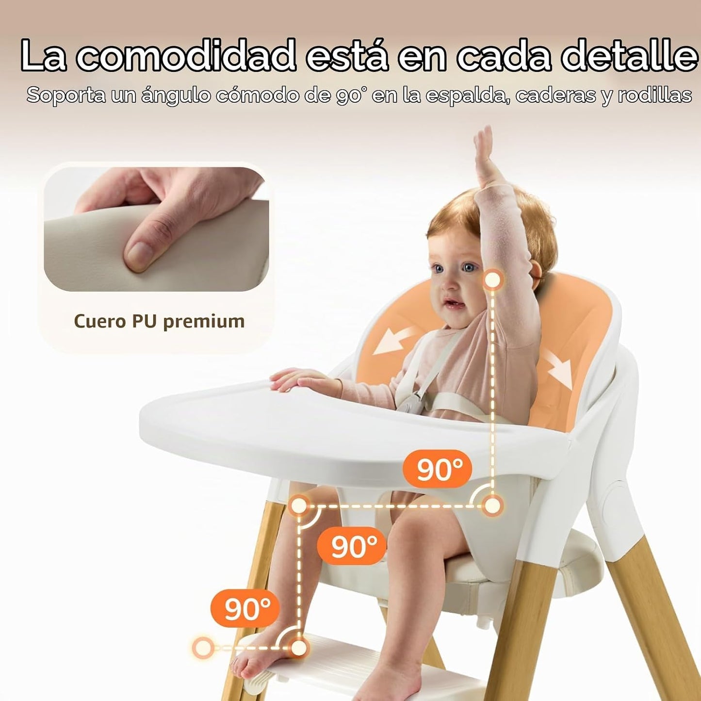 Tinyiota Silla alta para bebés y niños pequeños, silla alta convert...