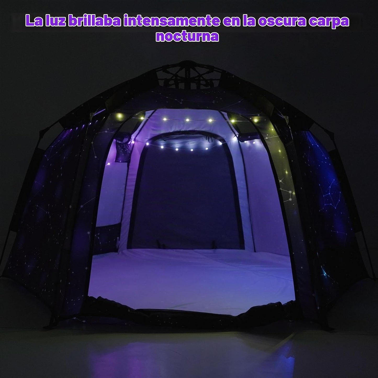 Tienda de campaña hexagonal portátil para niños con tira de luces L...