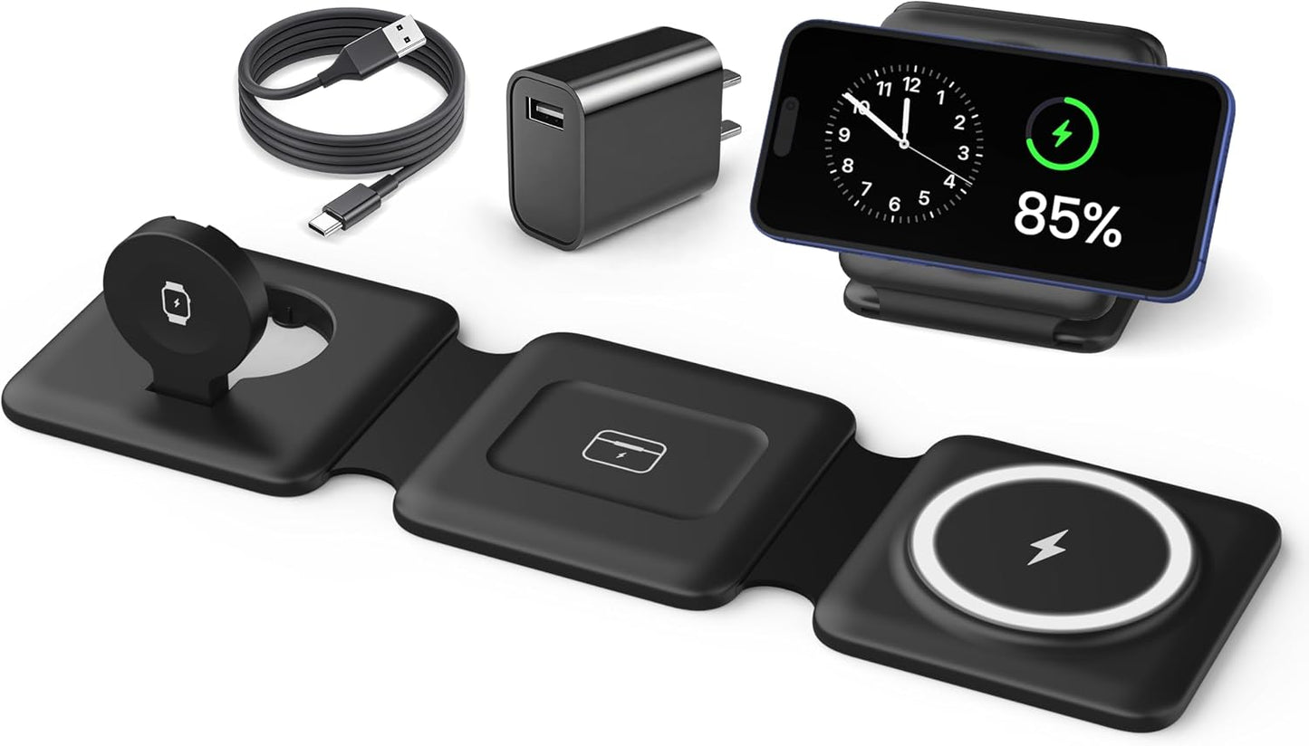 Cargador inalámbrico magnético para iPhone: Estación de carga plega...