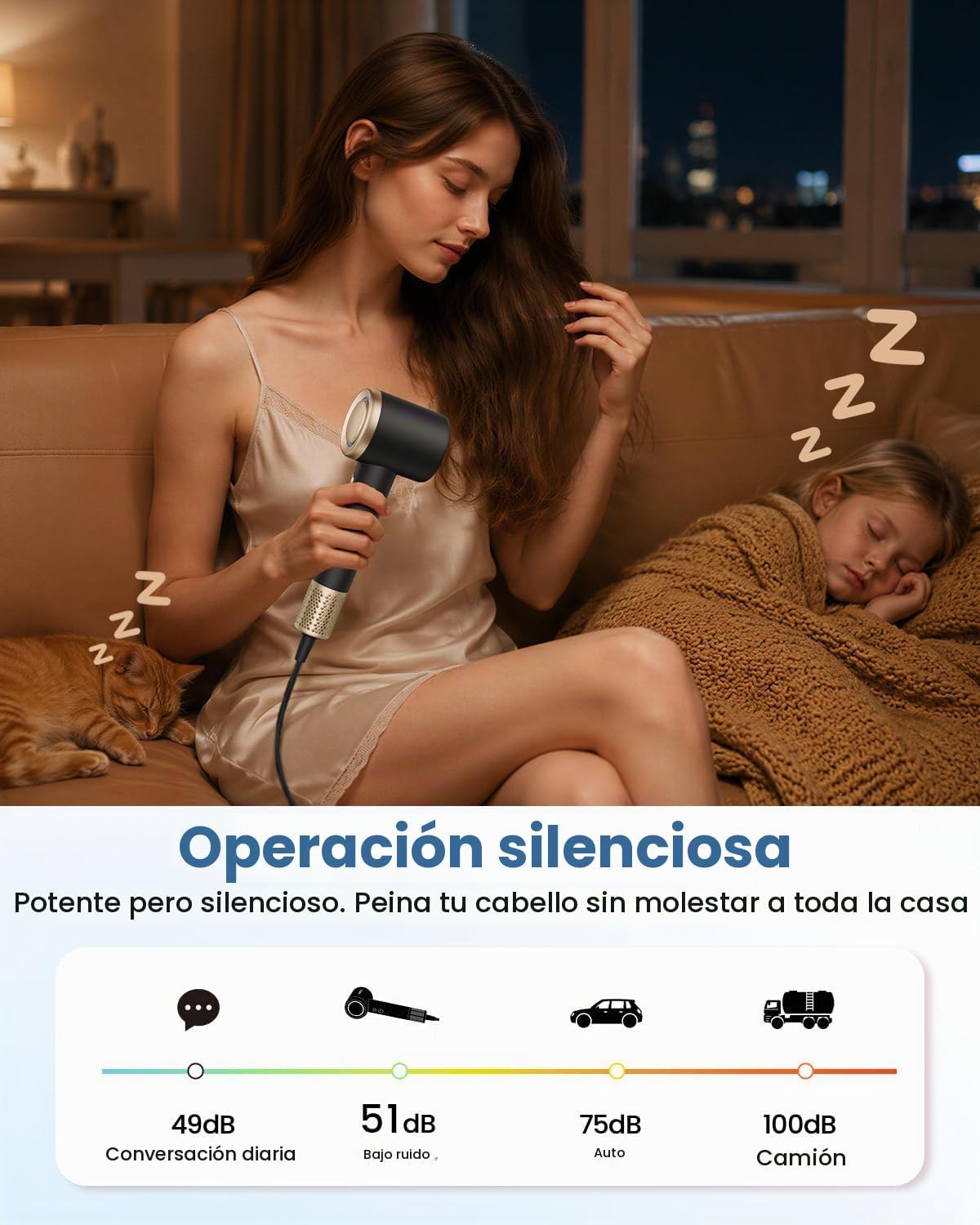 CONFU Secador de pelo con difusor, secador iónico de 1,640.4 ft, al...