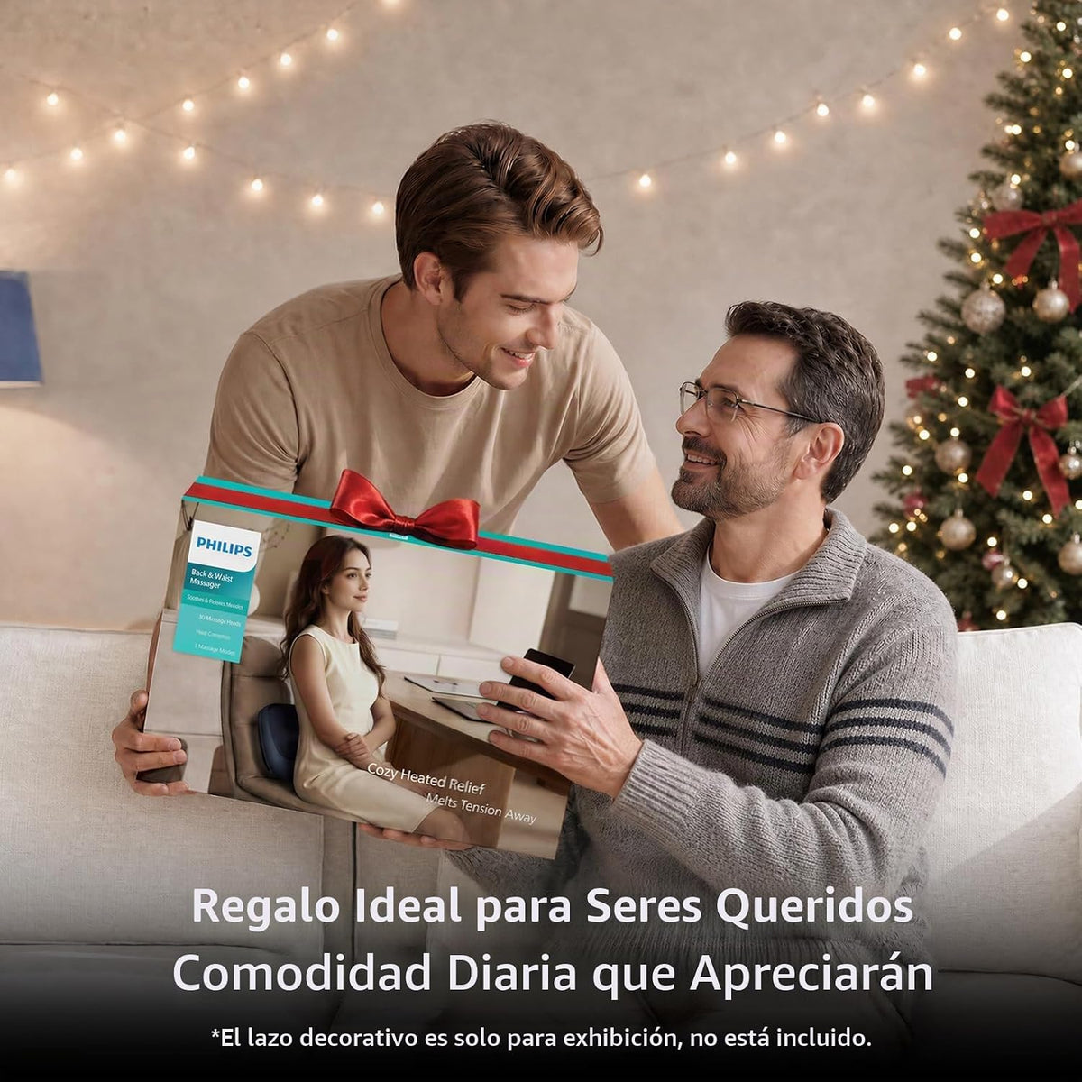 PHILIPS Masajeador de espalda con calor, almohada de masaje de cuel...
