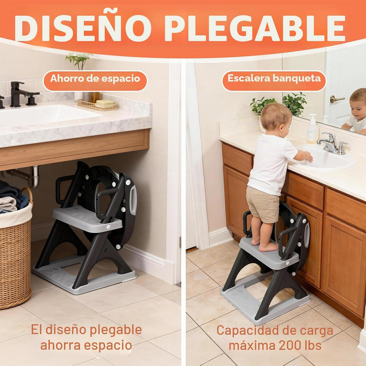 Reposabrazos de seguridad mejorados para asiento de inodoro 2 en 1...