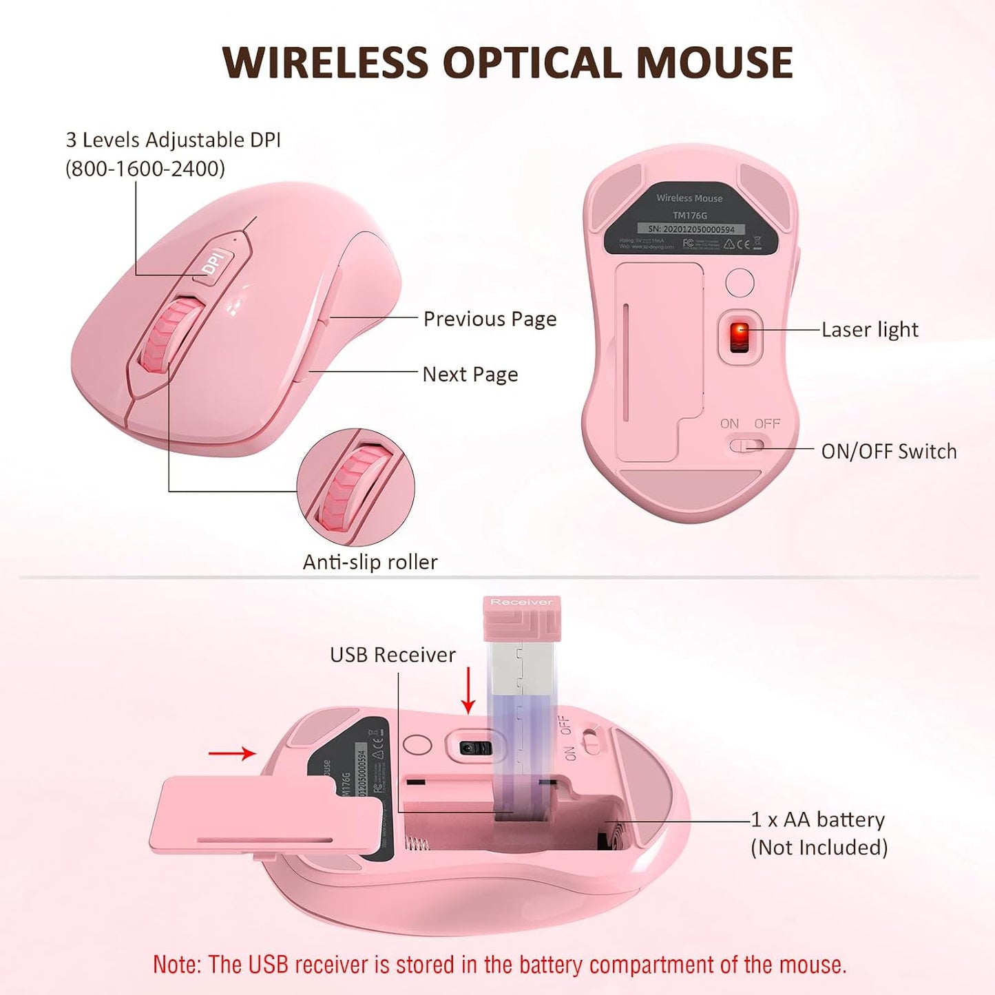 EDJO - Combo de teclado y mouse inalámbricos, USB Plug &amp; Play (...