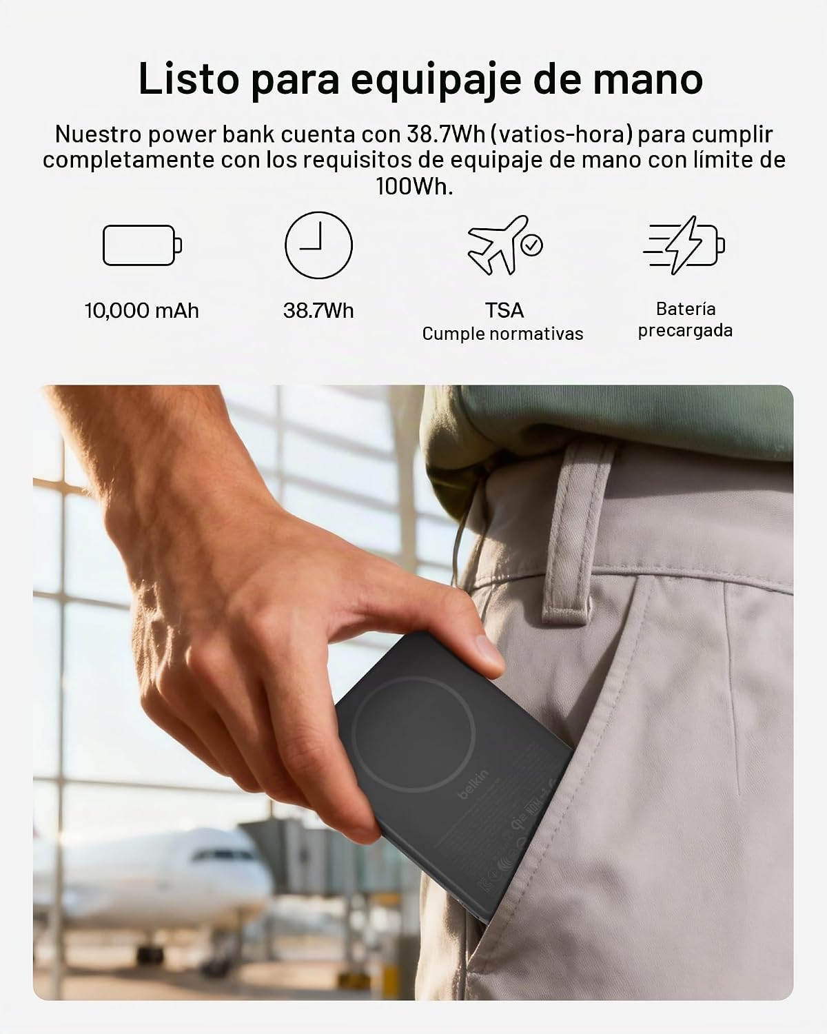 Belkin Banco magnético delgado del poder de 10000mAh Qi2 15W con el...