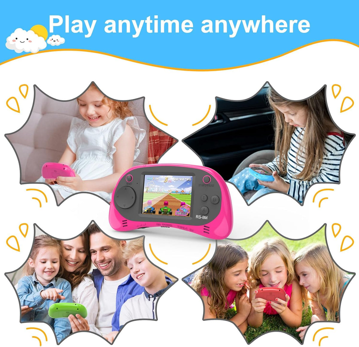 EASEGMER Reproductor de juegos de mano para niños, 220 juegos integ...