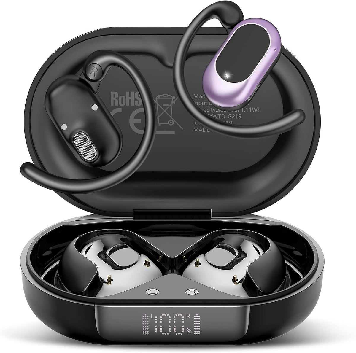 Auriculares abiertos, NUEVOS auriculares supraaurales con 4 micrófo...