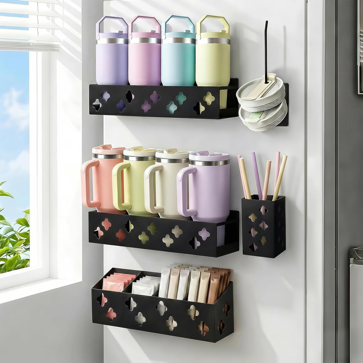 Organizador magnético de botellas de agua para refrigerador, soport...
