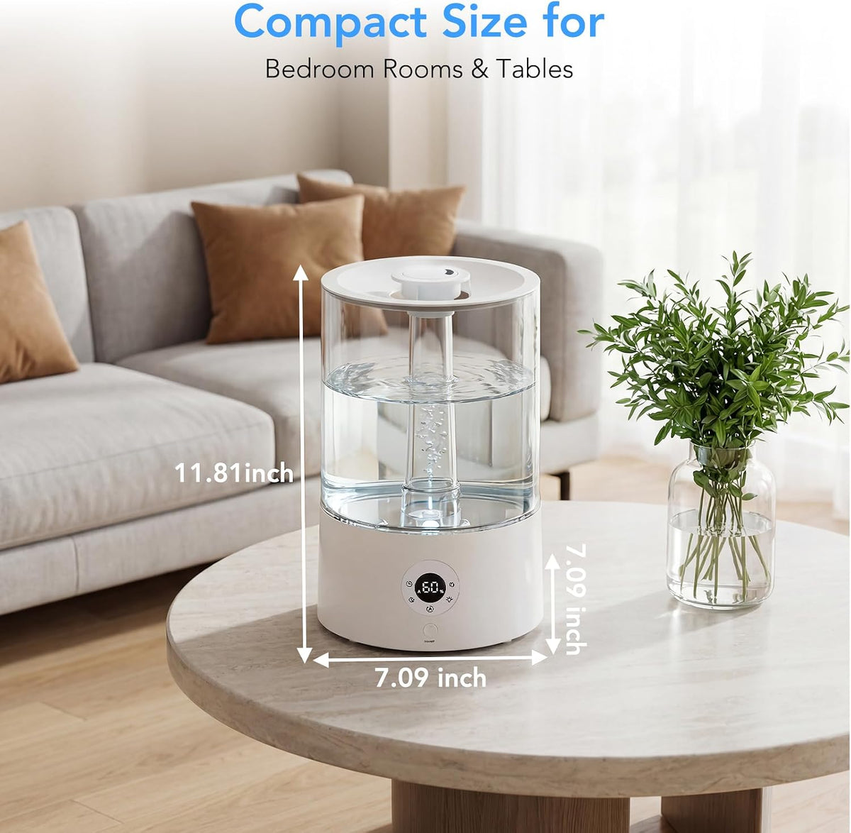 Electactic Humidificador de llenado superior de 4L para dormitorio,...