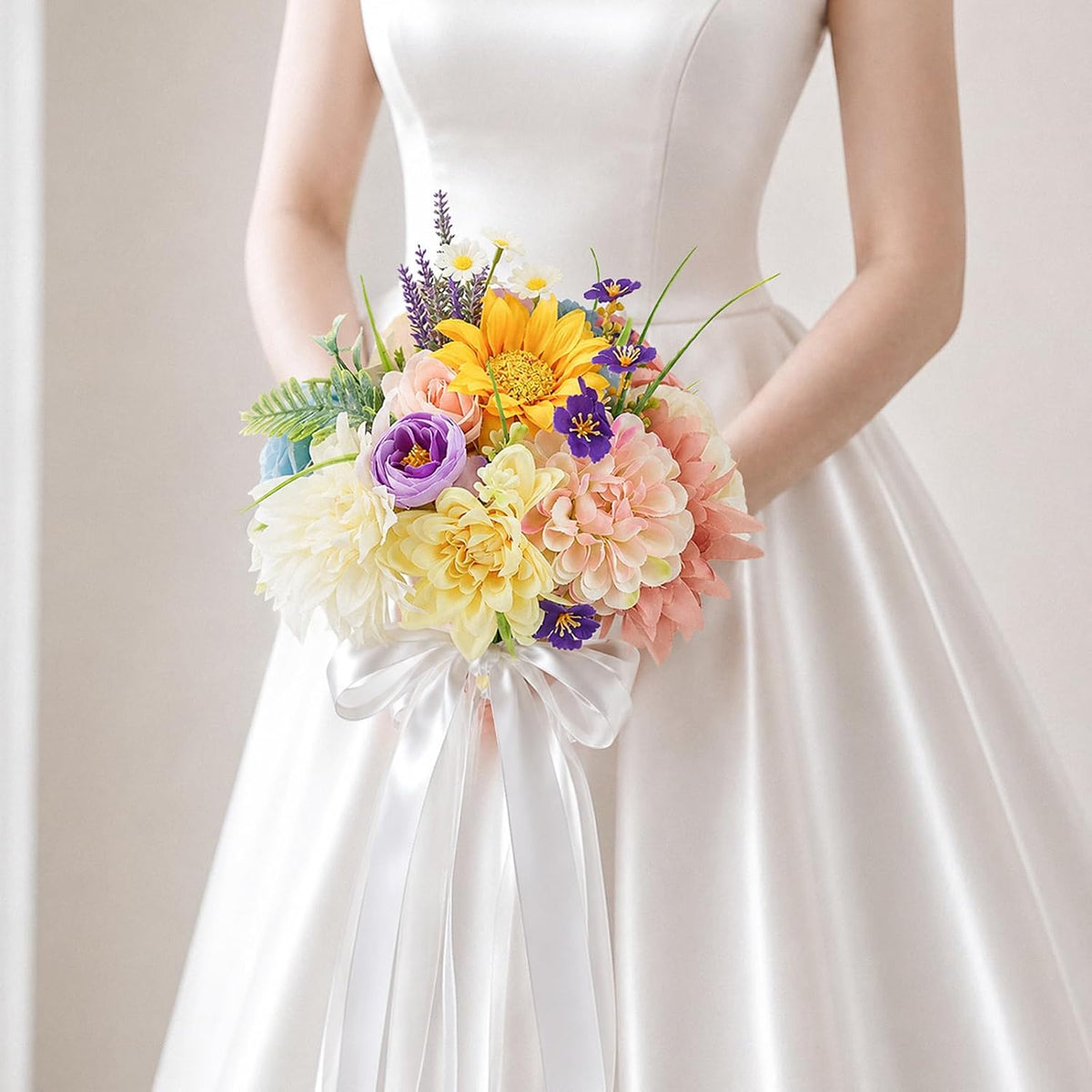 SEMONONIA Ramos de boda para novia, dama de honor, 8.5 pulgadas, ro...