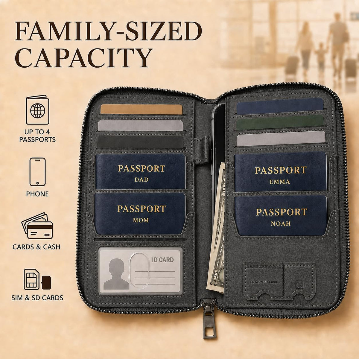 Soporte para pasaporte familiar para viajes, cartera de pasaporte c...