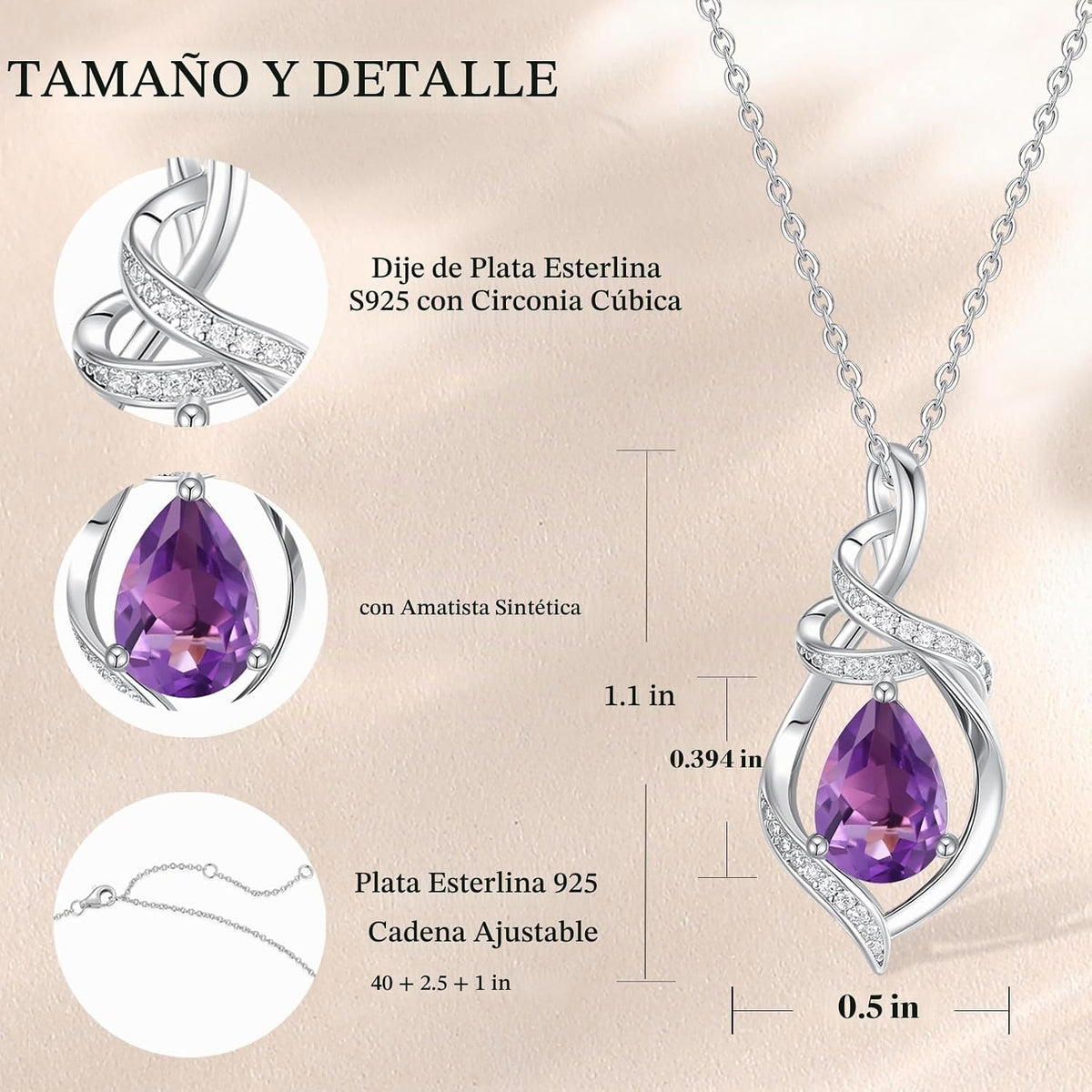 FANCIME Collar con piedra natal para mujer con colgante de lágrima...