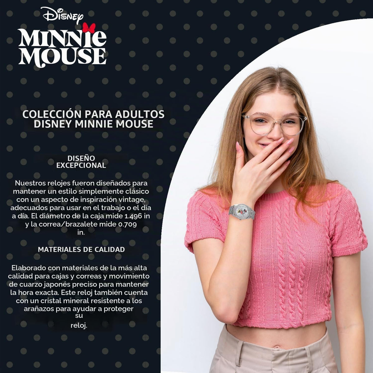Reloj Minnie Mouse para mujer, elegantes relojes Minnie Mouse para...