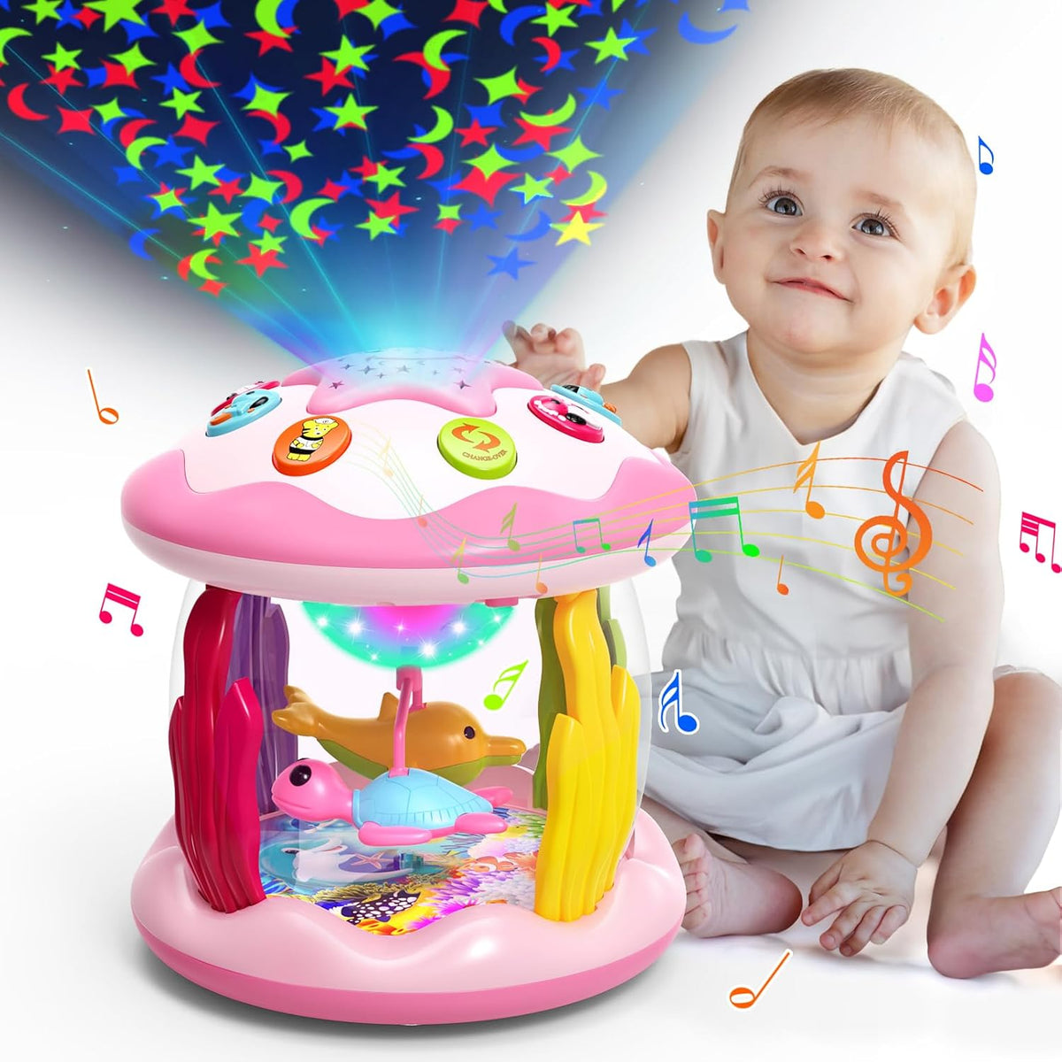 Letapapa Juguetes para bebés de 6 a 12 meses, proyector giratorio O...