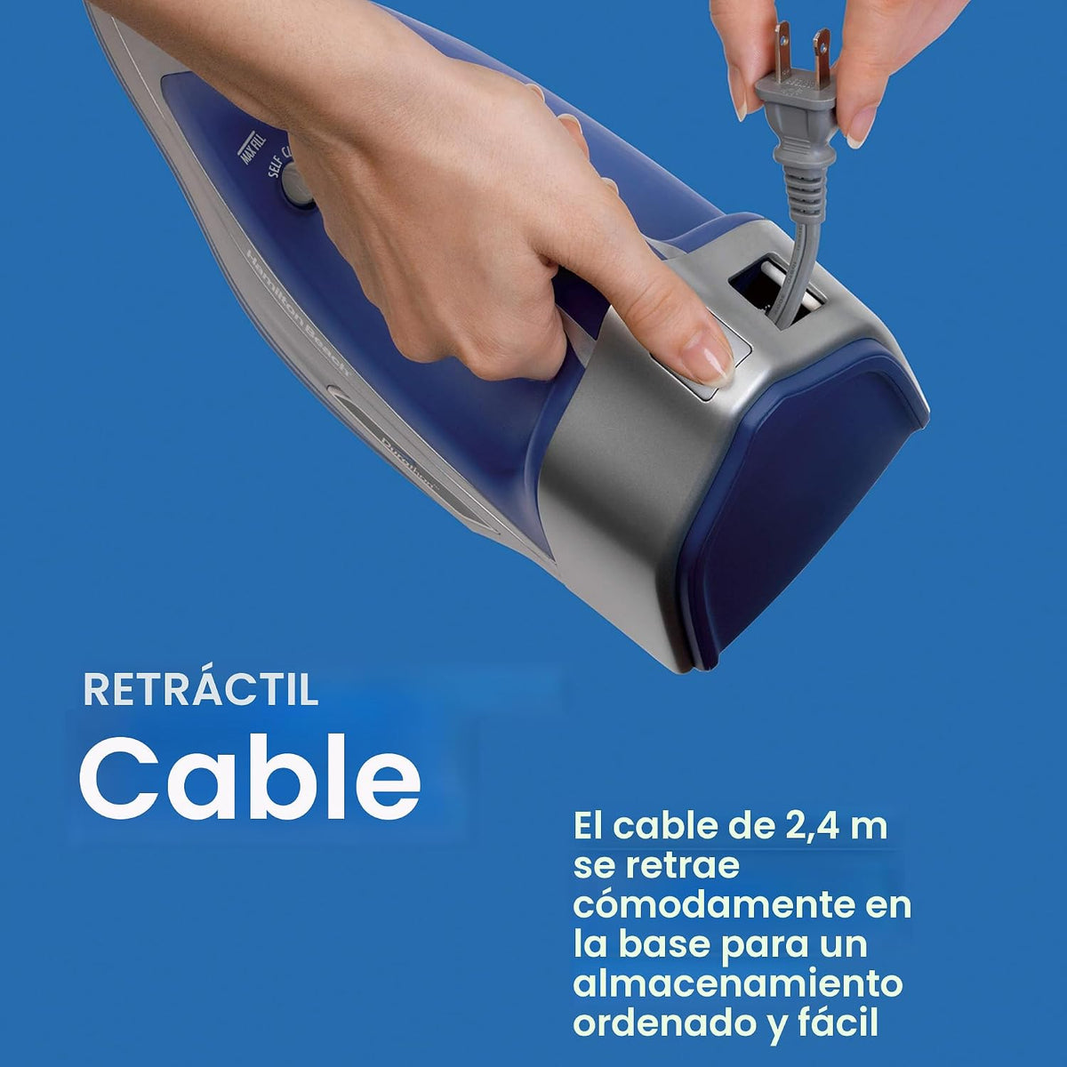 Plancha de vapor Hamilton Beach con cable retráctil, con 3 formas d...