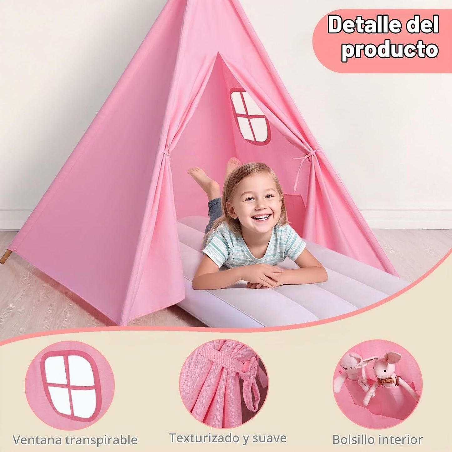 Wilwolfer Tienda de campaña rosa para dormir para niños - Pack de 2...