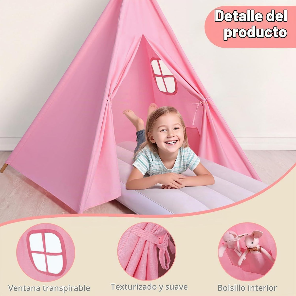 Wilwolfer Tienda de campaña rosa para dormir para niños - Pack de 2...