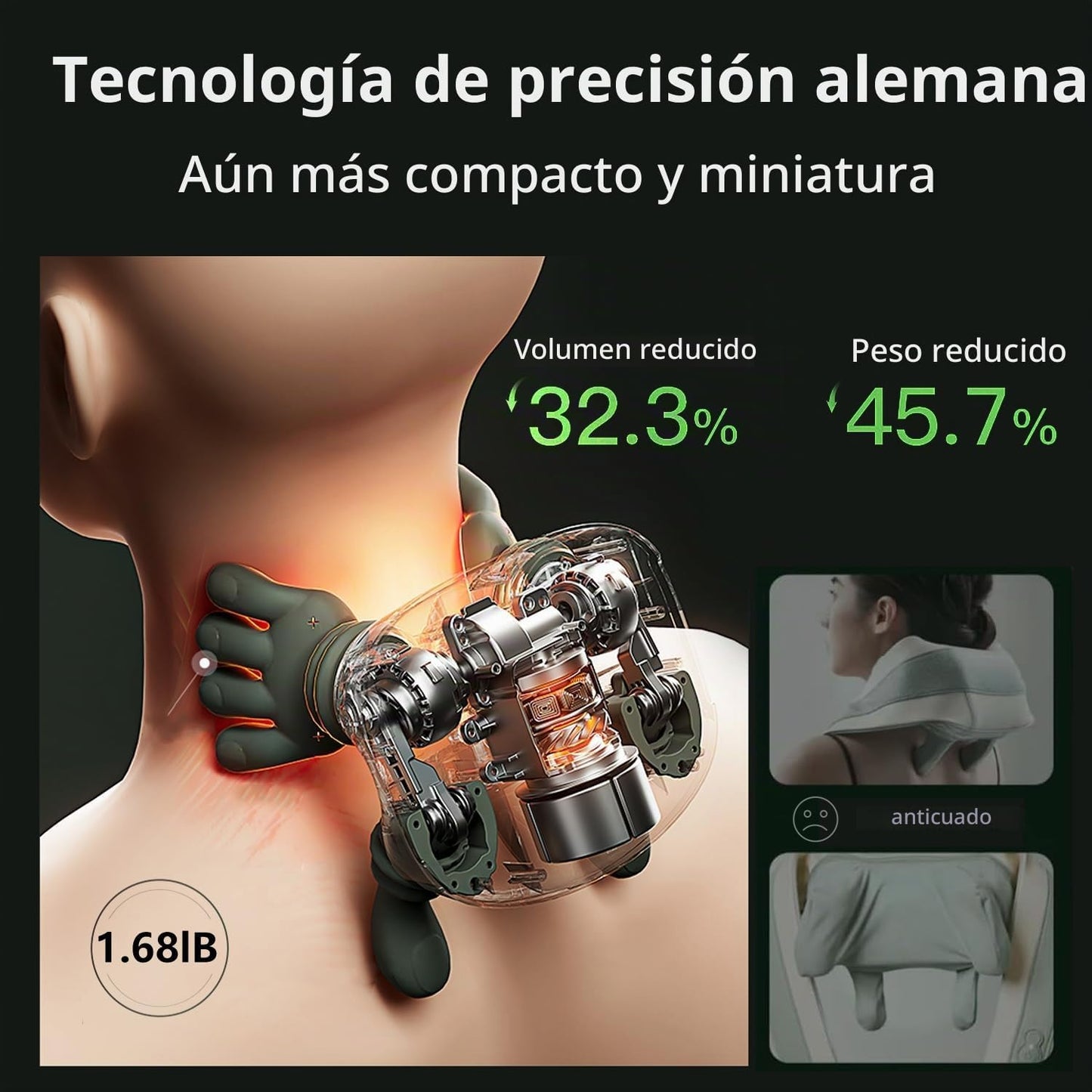 Masajeador de cuello con calor para aliviar el dolor de tejido prof...