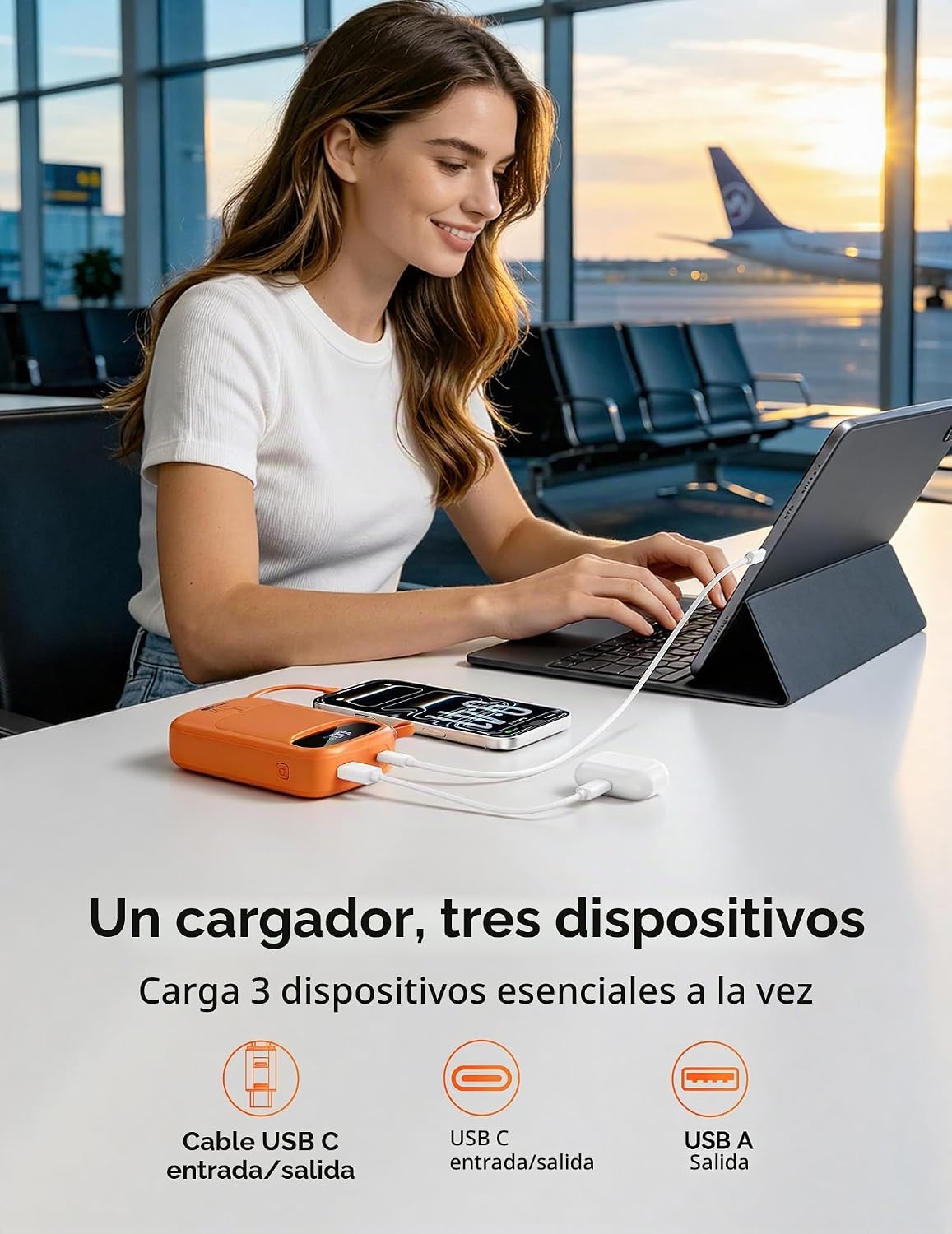 RETMSR Cargador Portátil 20000mAh 45W USB C Carga Rápida, Cable Inc...