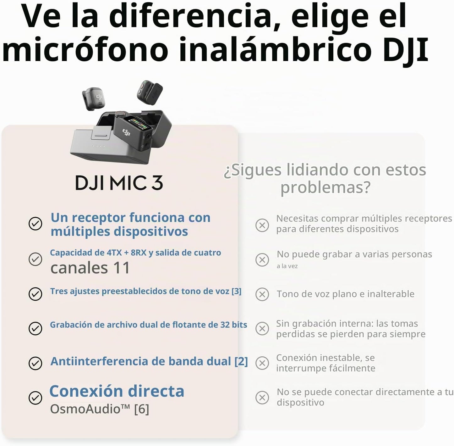 DJI Mic 3 (2 TX + 1 RX móvil), micrófono inalámbrico | Para iPhone...
