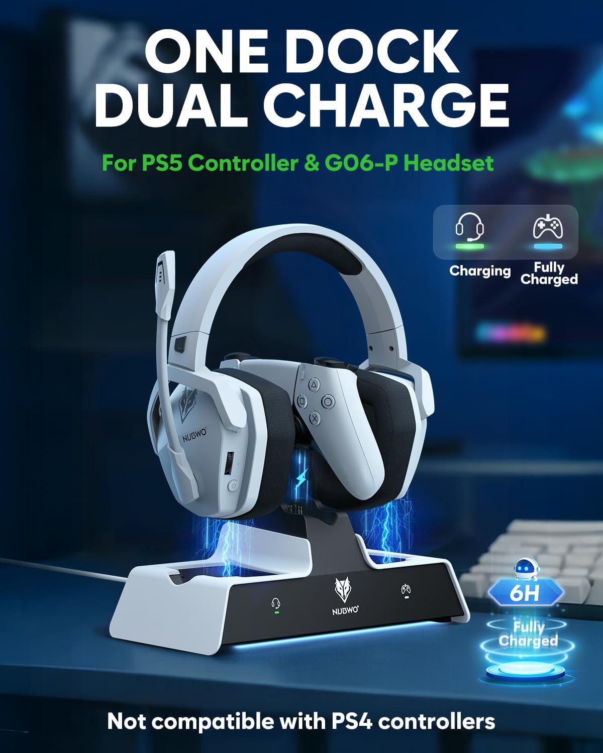 NUBWO G06 Pro Auriculares inalámbricos para juegos con estación de...