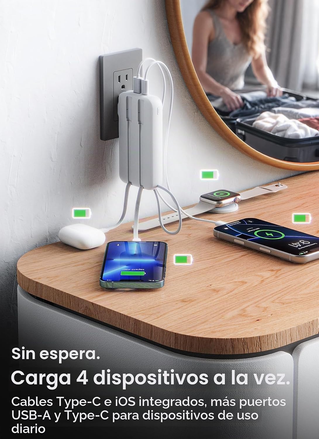LHUOED Banco de energía portátil de 50000 mAh con enchufe y cables...