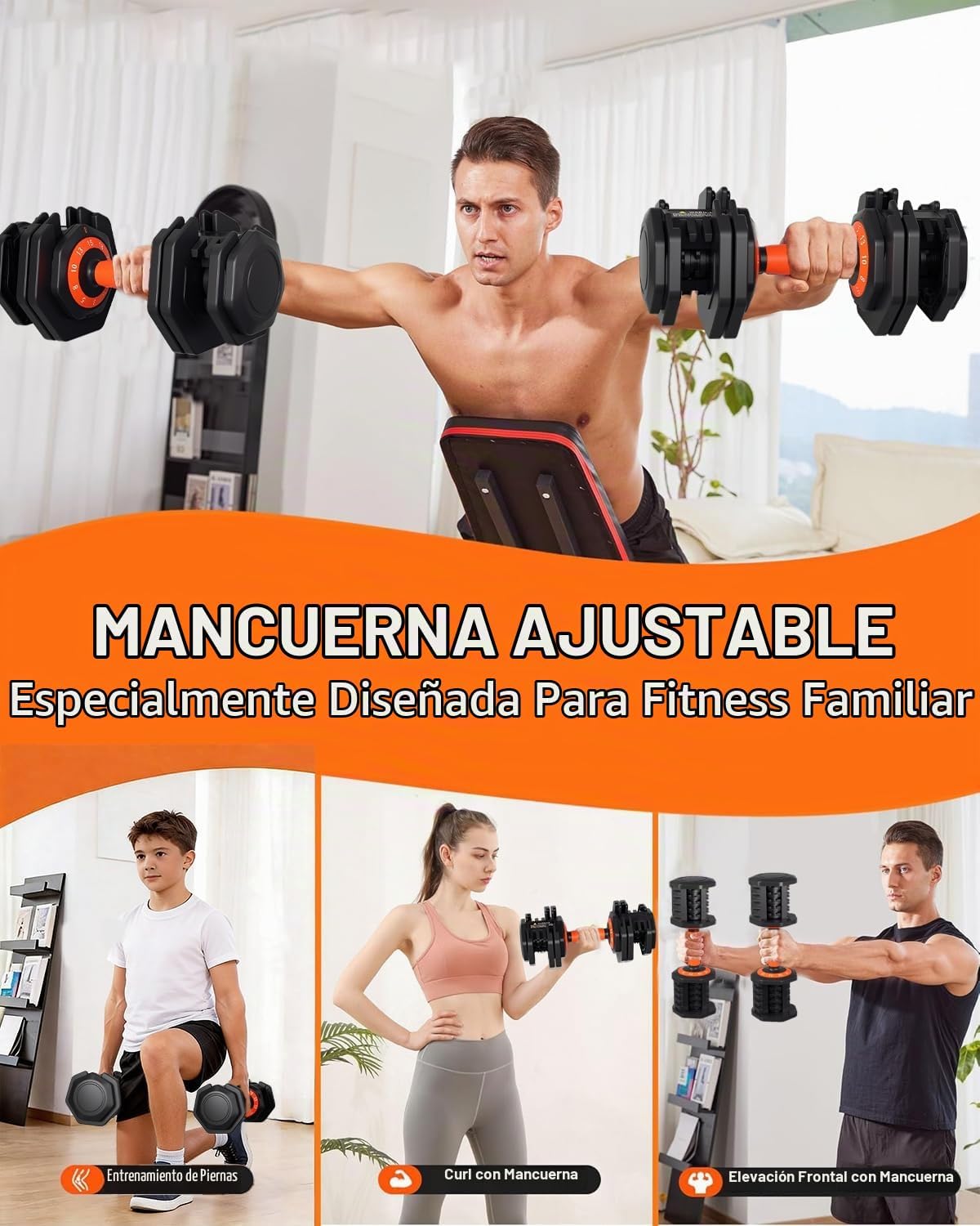Fit Sir Juego de mancuernas ajustables, 10 en 1, mancuernas ajustab...