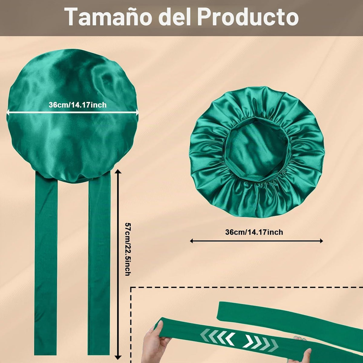 2 piezas de gorro de seda satinada para dormir para mujeres, gorro...