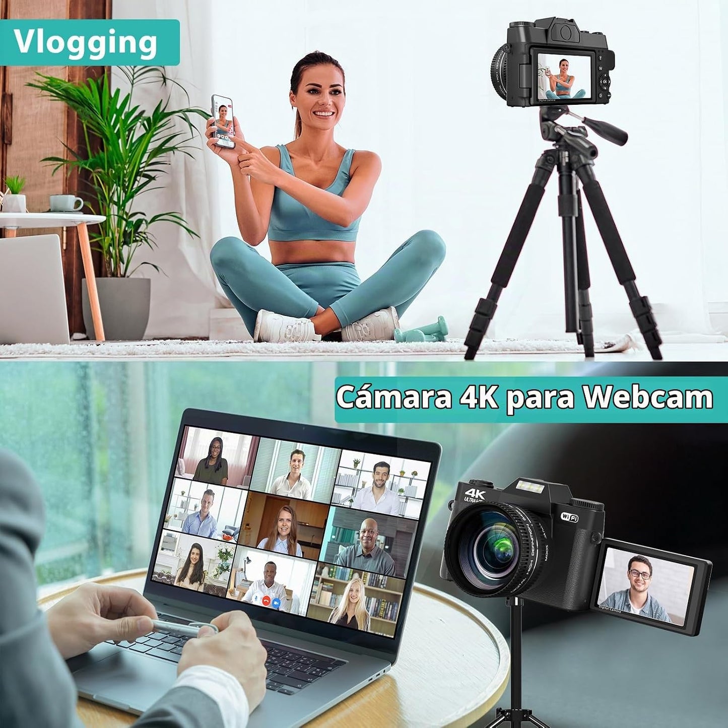 Cámara digital 4K para fotografía y videoblogs, cámara de 56 megapí...