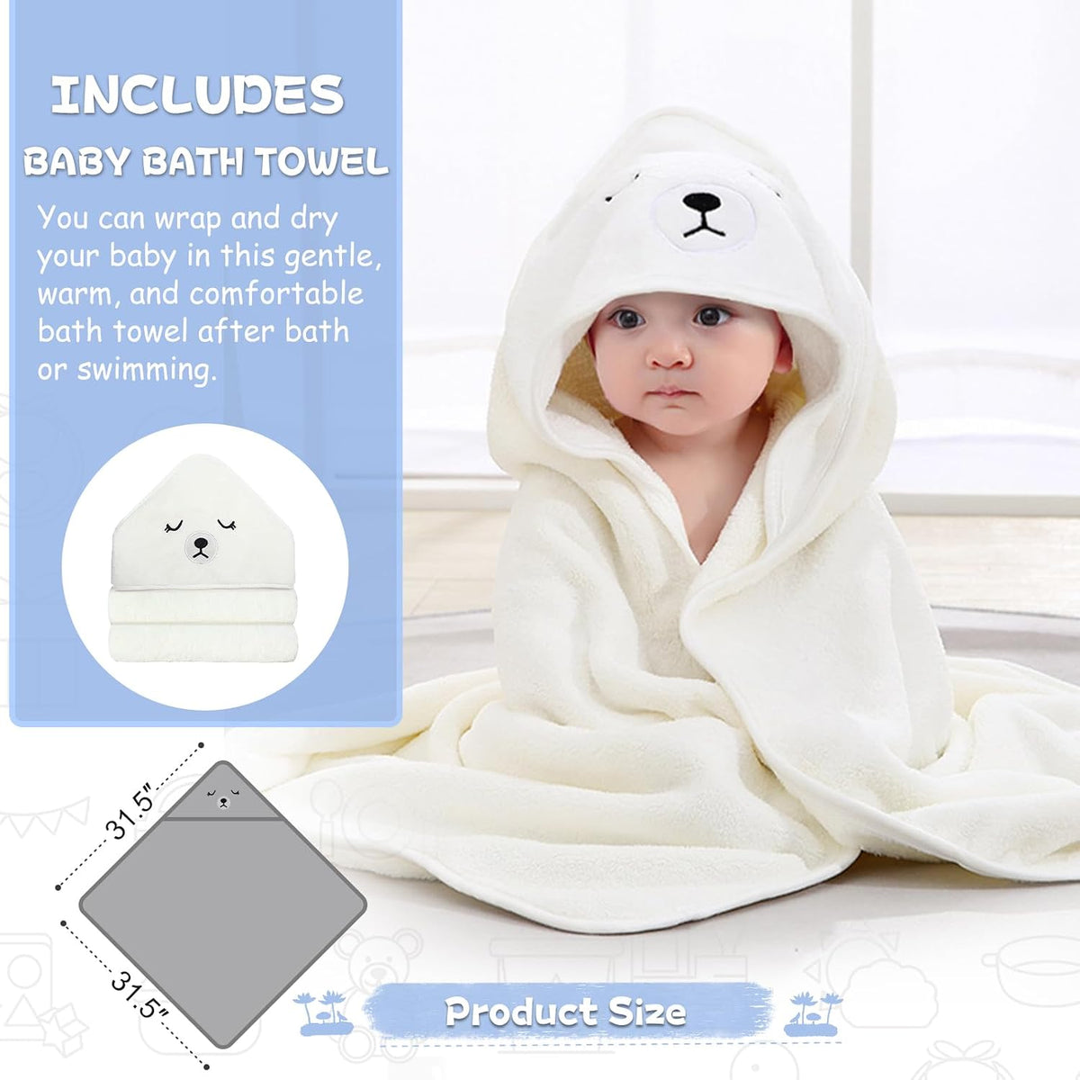 MoreFeel Bañera plegable para bebé recién nacido con termómetro y 1...