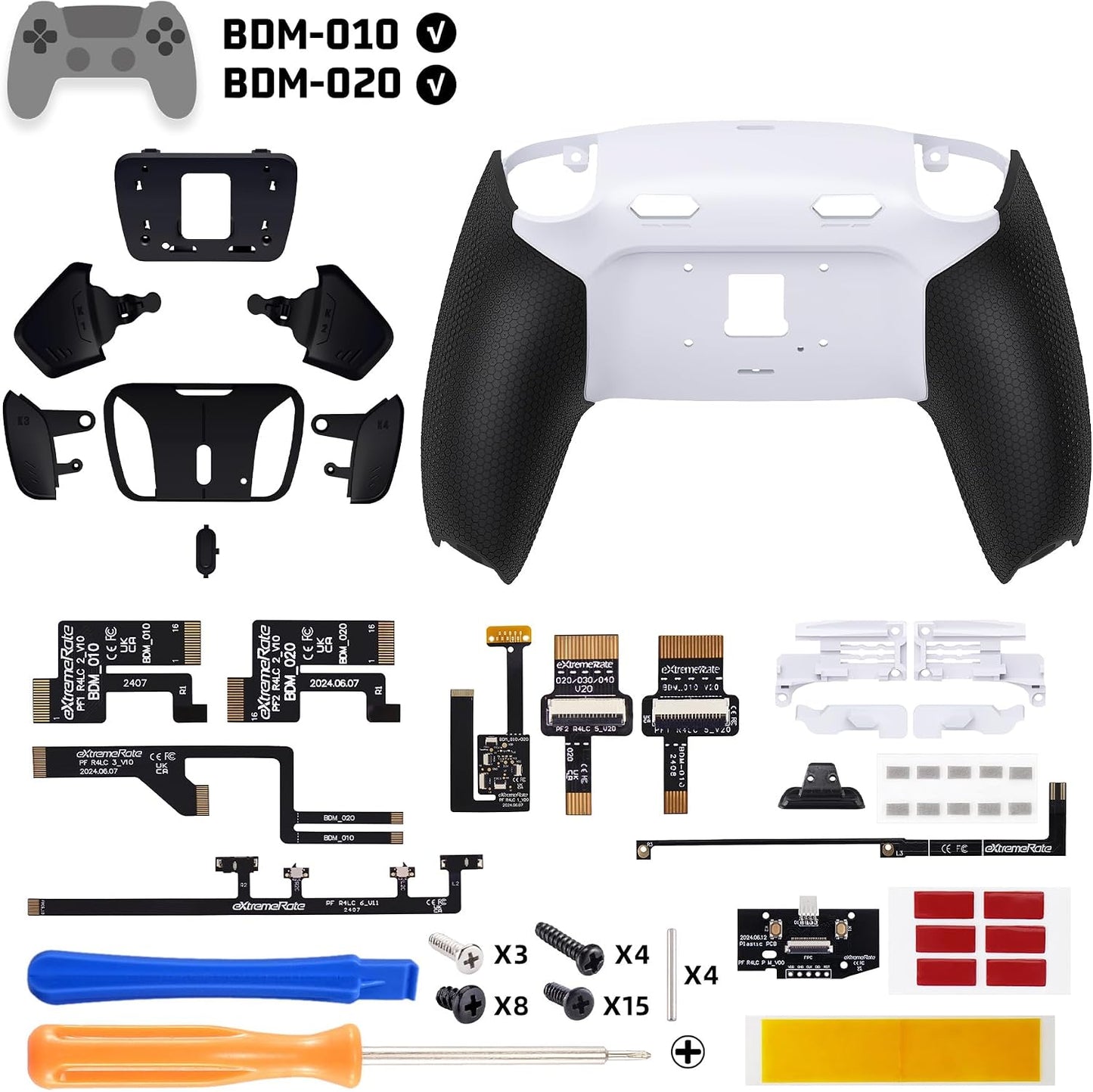 eXtremeRate RISE4 Plus MAX Kit de paletas traseras con topes de gat...