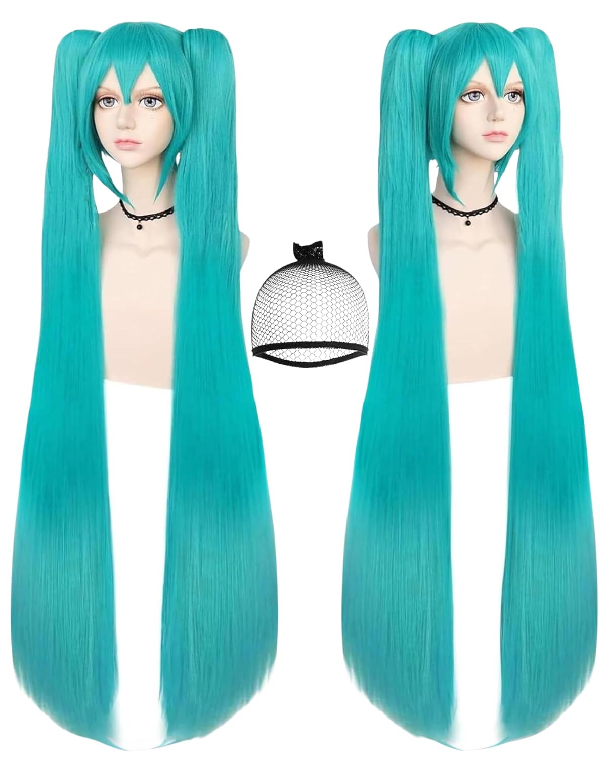 ANOGOL - Gorra de pelo + peluca verde de 48 pulgadas\/120 cm, peluc...