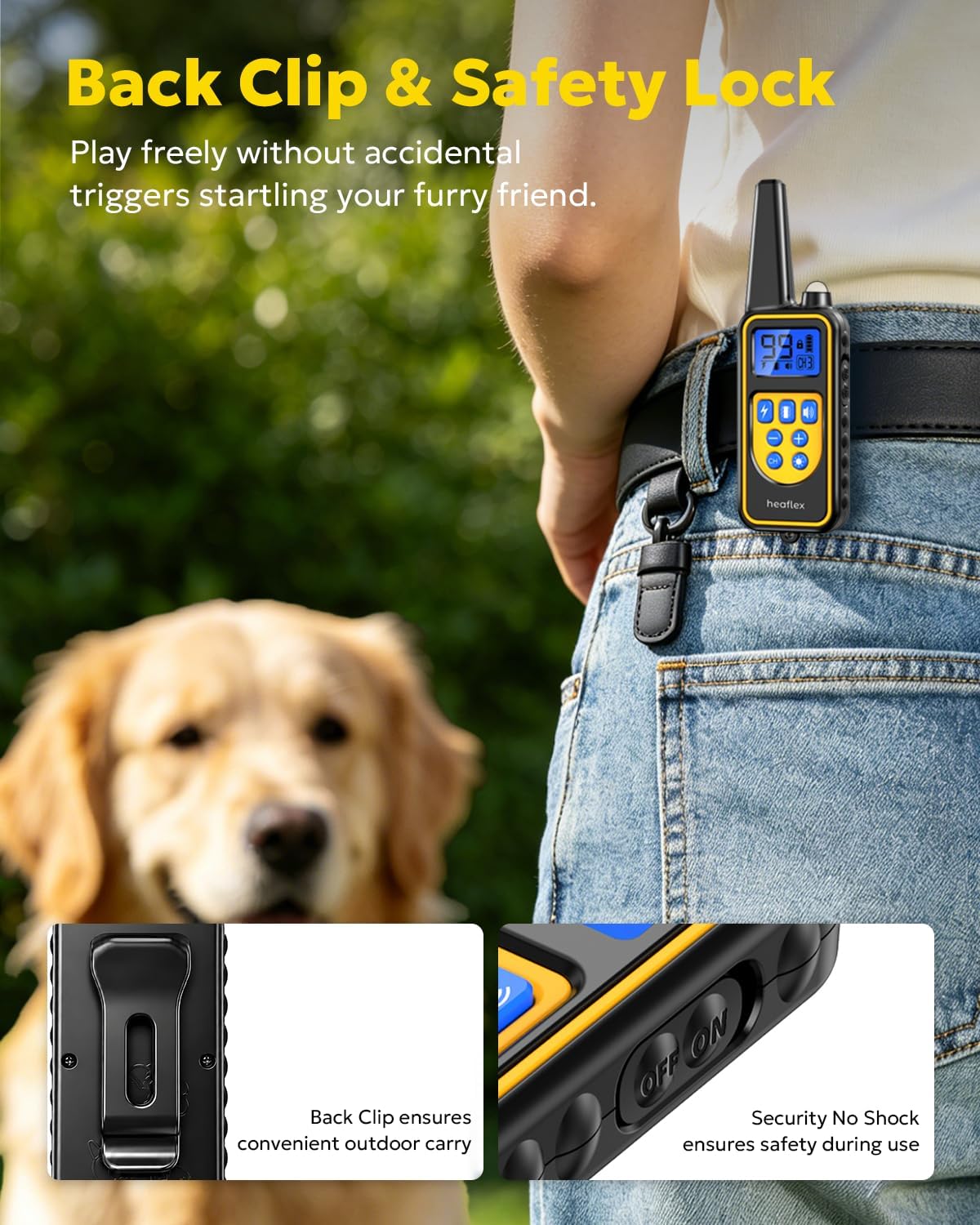 Heaflex Collar de choque para perros con control remoto, collar elé...