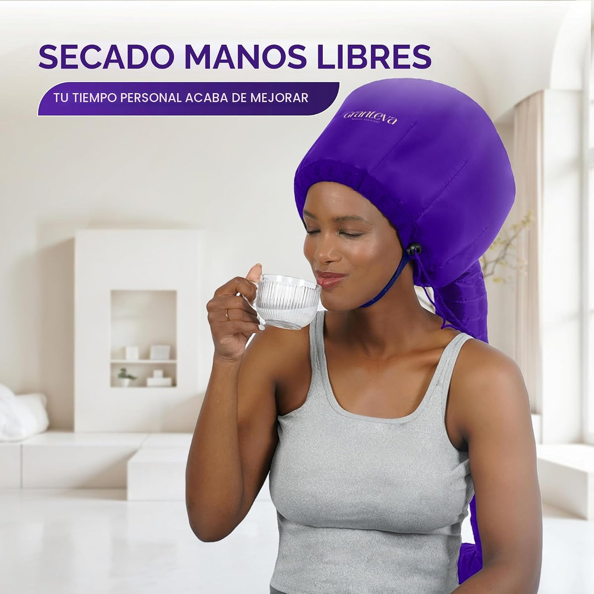 Accesorio para secador de pelo con capucha con una diadema integrad...
