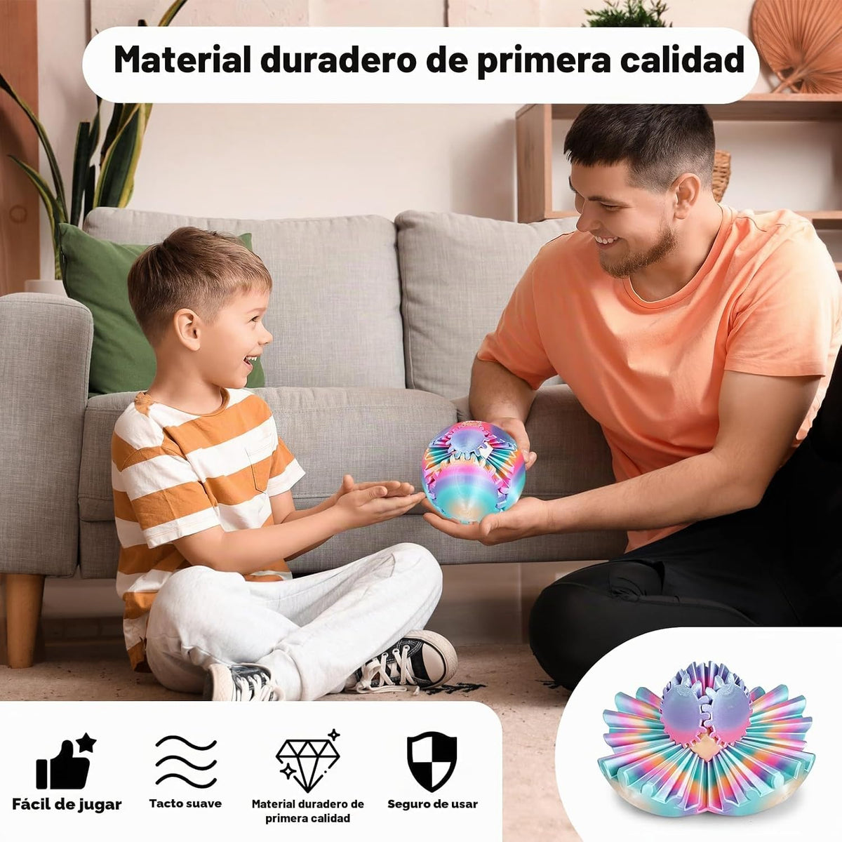 GearSphere Juguete Fidget de Pelota Giratoria o Cubo Impreso en 3D,...