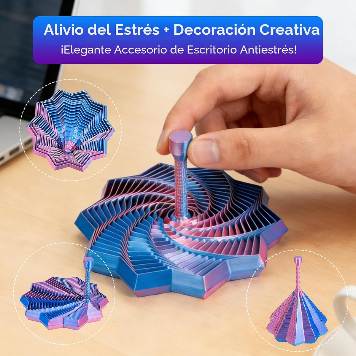 KEZPO Estrella antiestrés expandible impresa en 3D con mango reforz...