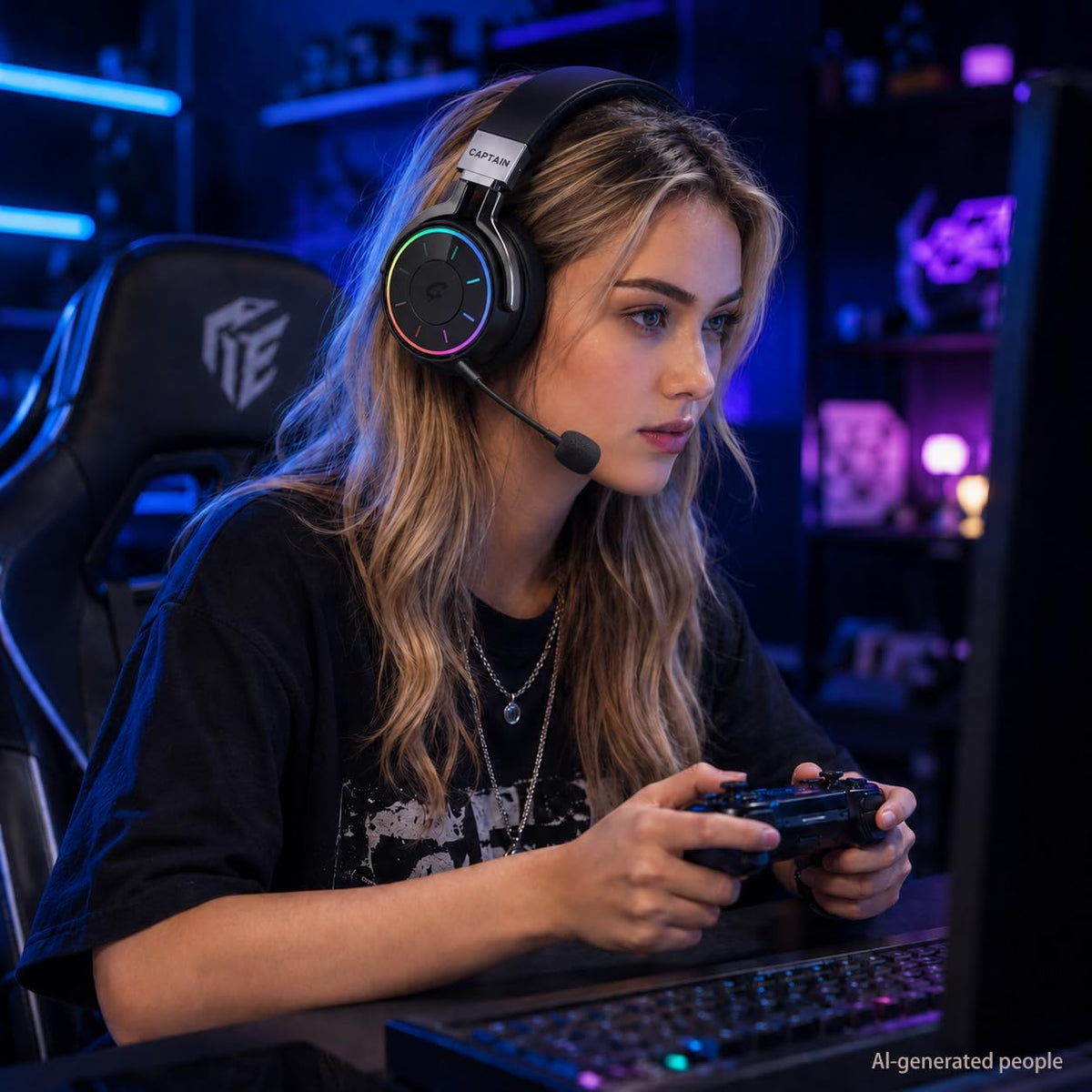 AOC Auriculares inalámbricos para juegos de 2.4 GHz para PS5, PC, P...