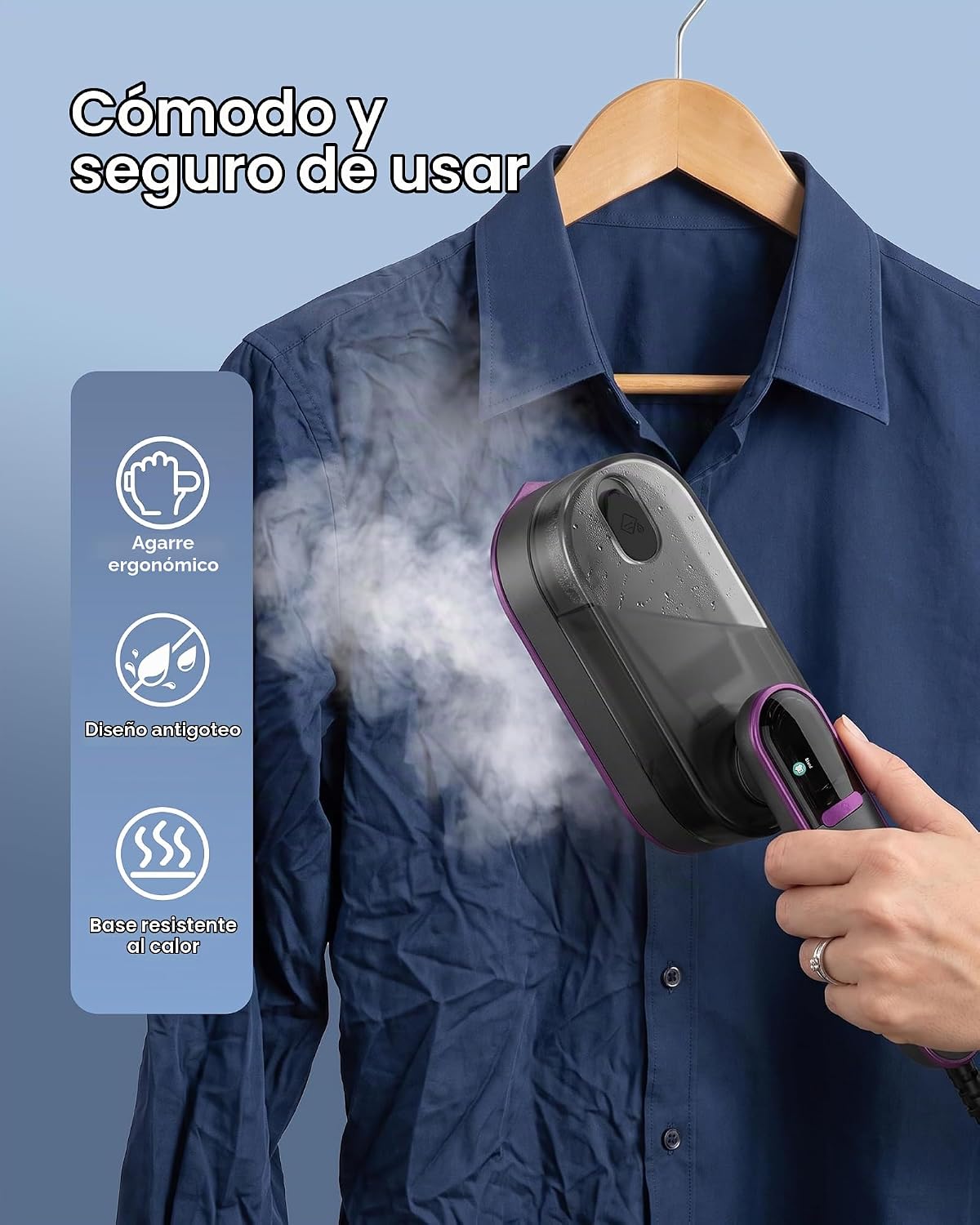 Behome Vaporizador de Viaje para Ropa, Plancha de Mano portátil de...