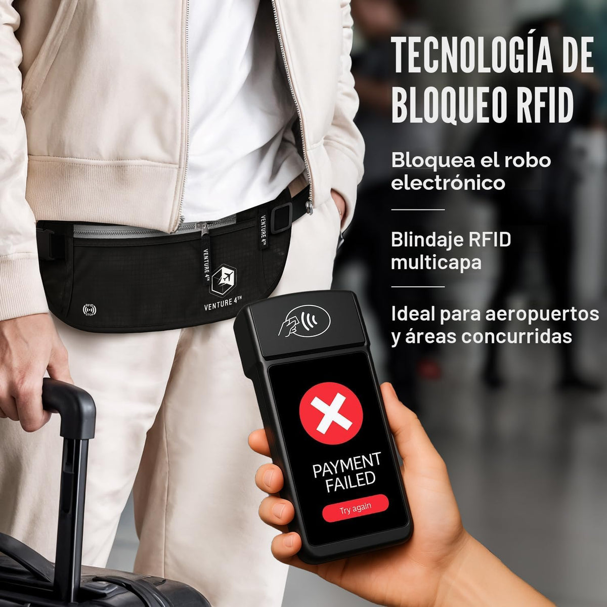 VENTURE 4TH Cinturón de dinero para viajes \u2013 Portapasaportes o...