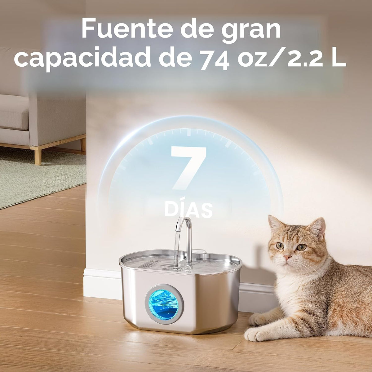 Fuente de agua para gatos de acero inoxidable: Fuente para gatos de...