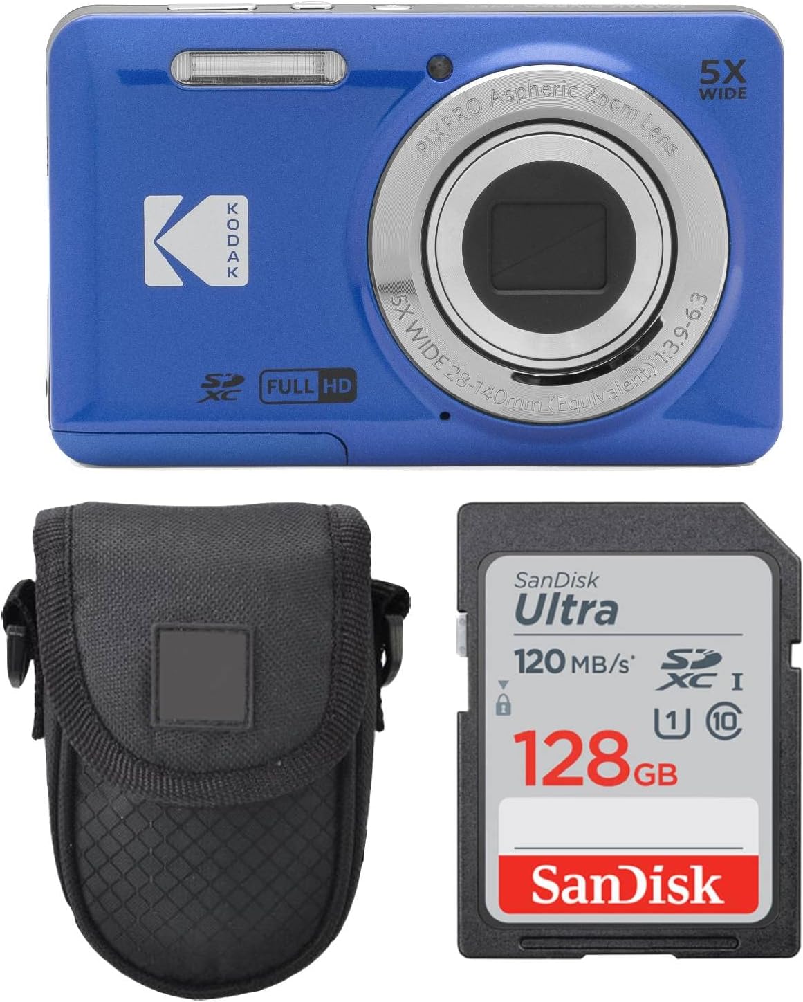 Cámara digital Kodak PIXPRO FZ55 (Azul) + Estuche para cámara Point...
