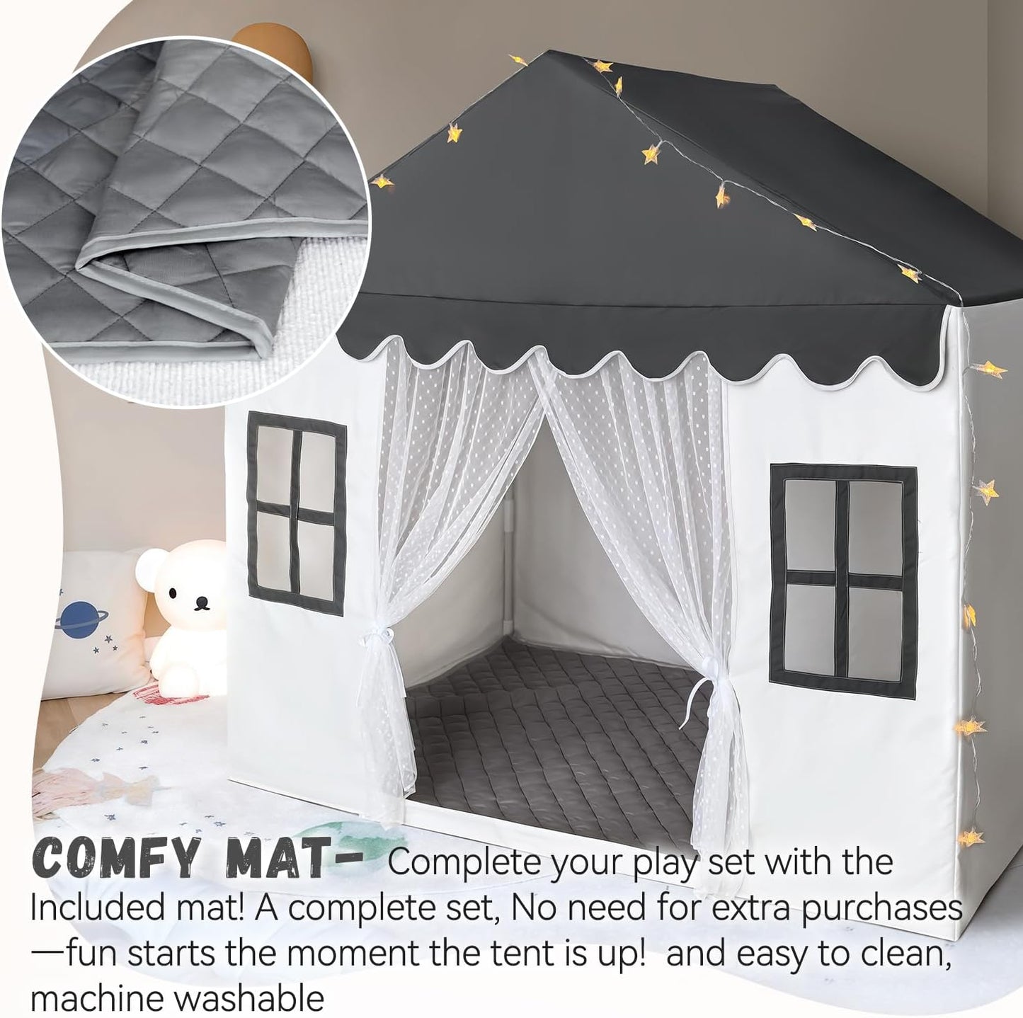 Tienda de campaña para niños con alfombrilla acolchada, tienda de c...