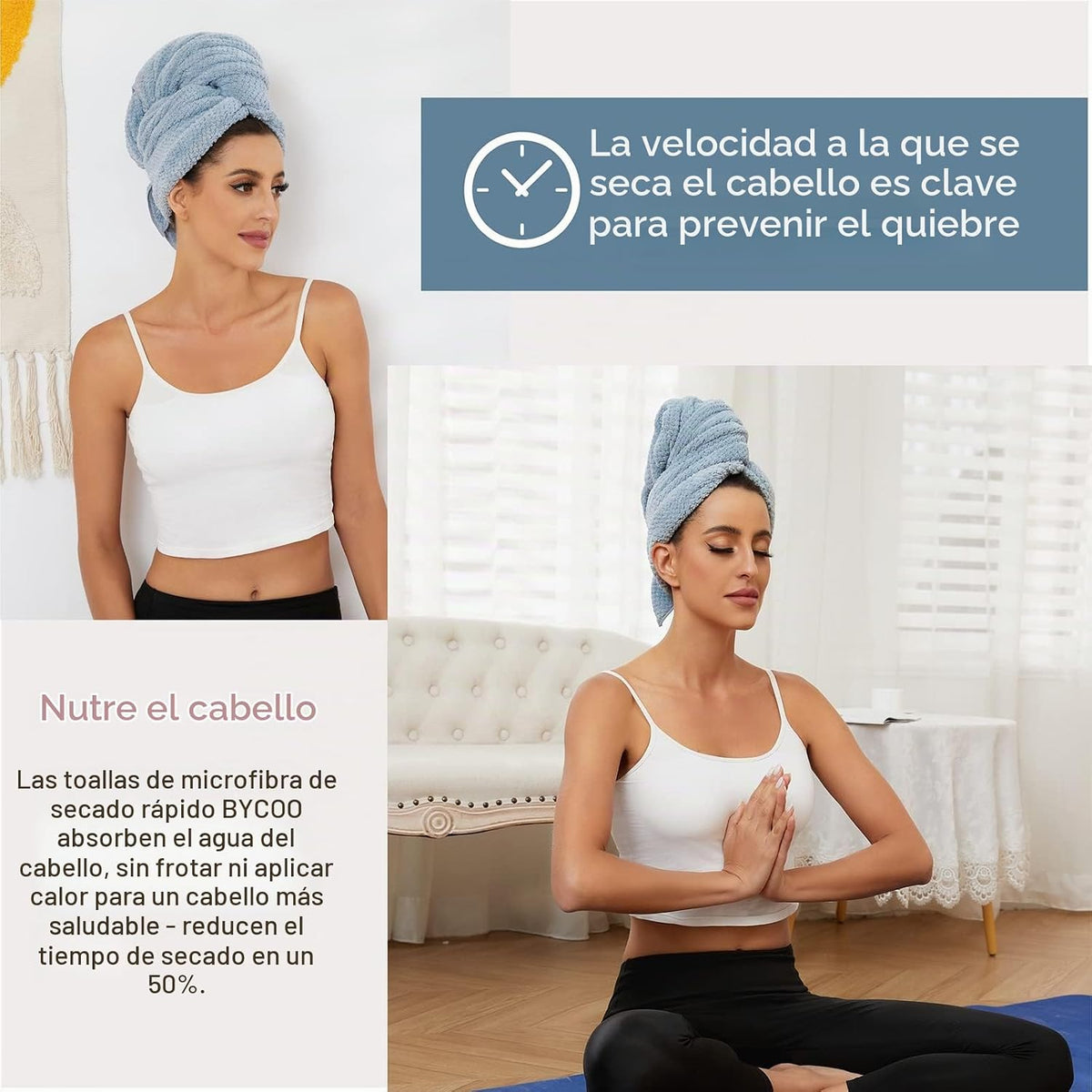 BYCOO Toalla Grande de Microfibra para Envolver el Cabello para Muj...