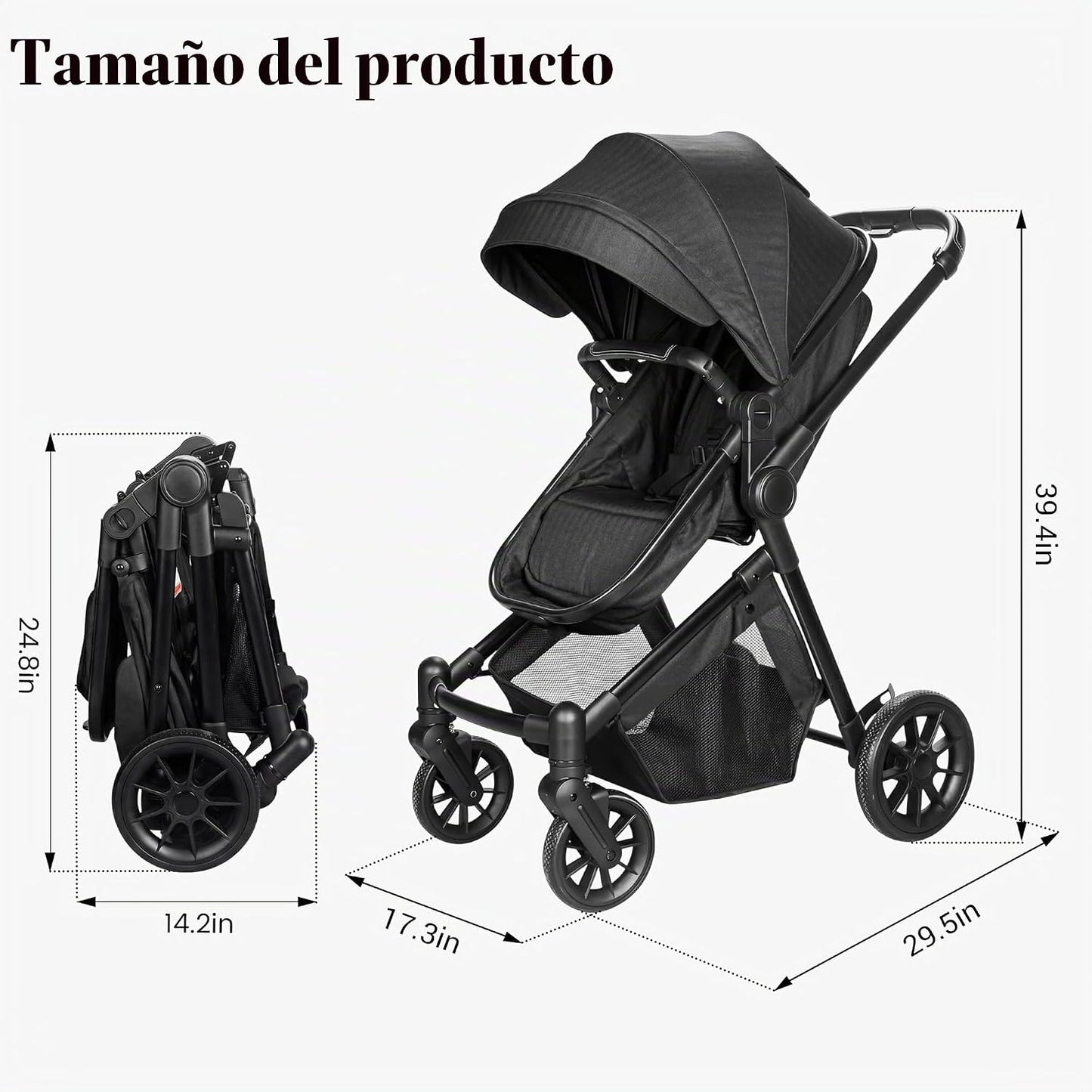 Nurtrarola - Cochecito de bebé ligero 2 en 1 con asiento reversible...