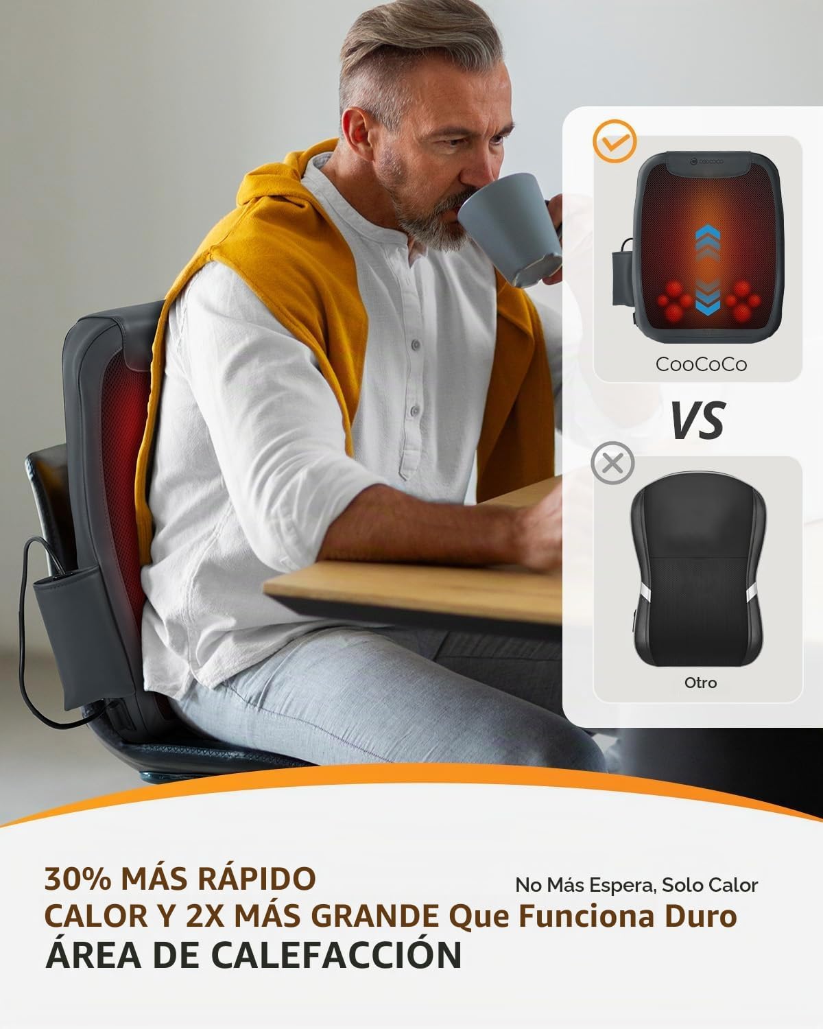 CooCoCo Masajeador de espalda baja con calor, masajeador de espalda...
