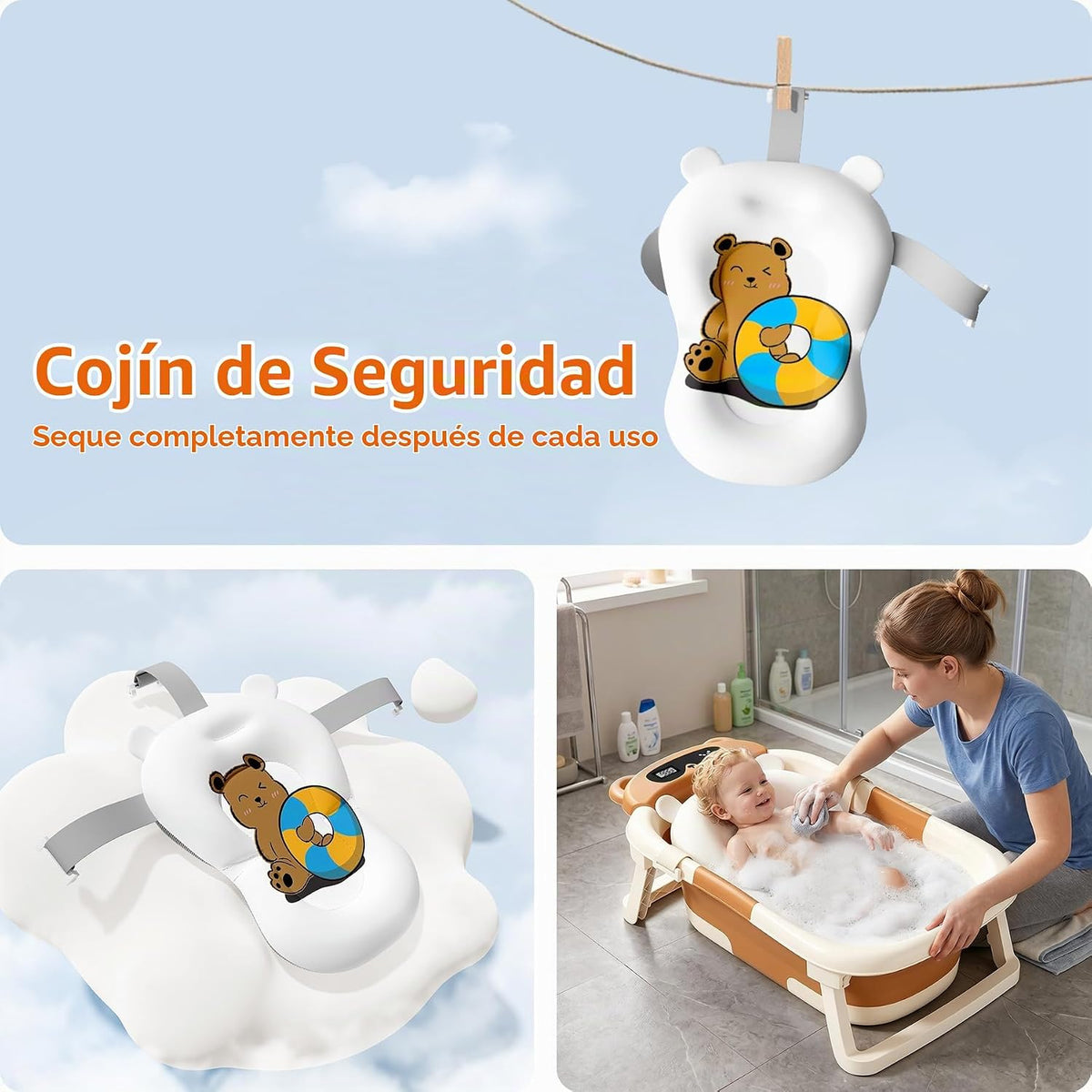 Kerbwry Bañera plegable para bebés recién nacidos y niños pequeños...