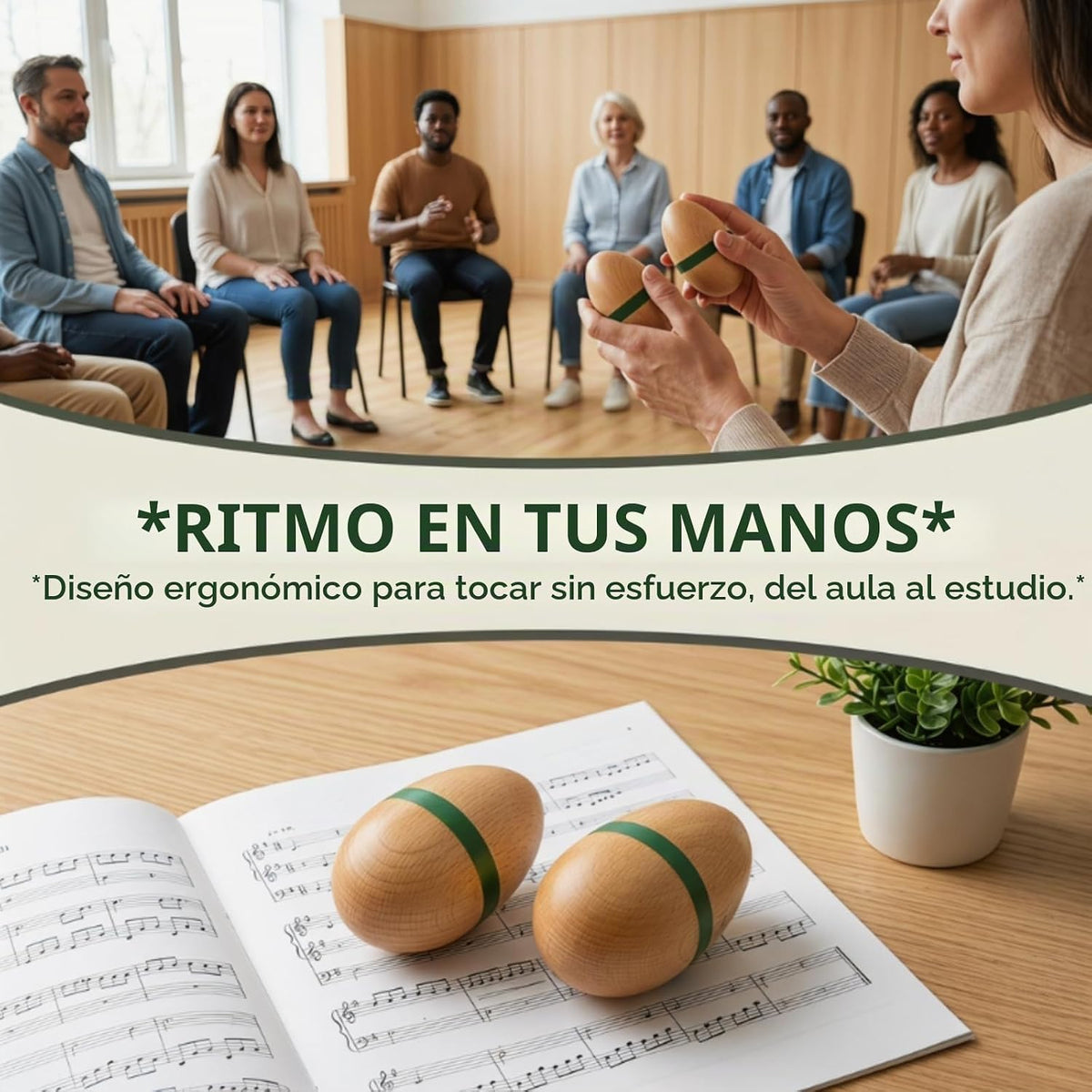 Huevos de madera Instrumentos musicales: agitador de percusión de m...