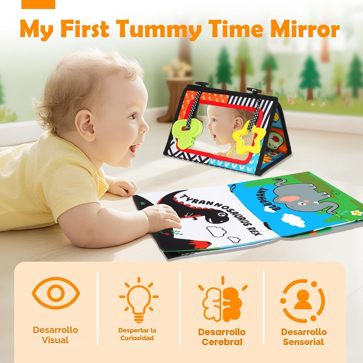 Juguetes para bebés 0-6 meses - Juego de tiempo de barriga en negro...
